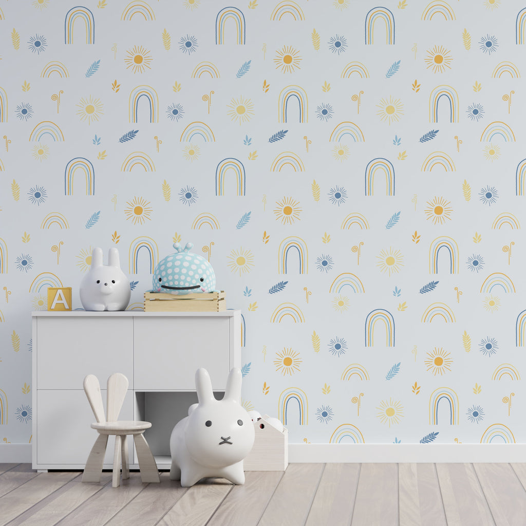 Child's Dreams Peel and Stick Wallpaper, Removable Wallpaper, Traditional Wallpaper - Pale Blue | DeccoPrint
