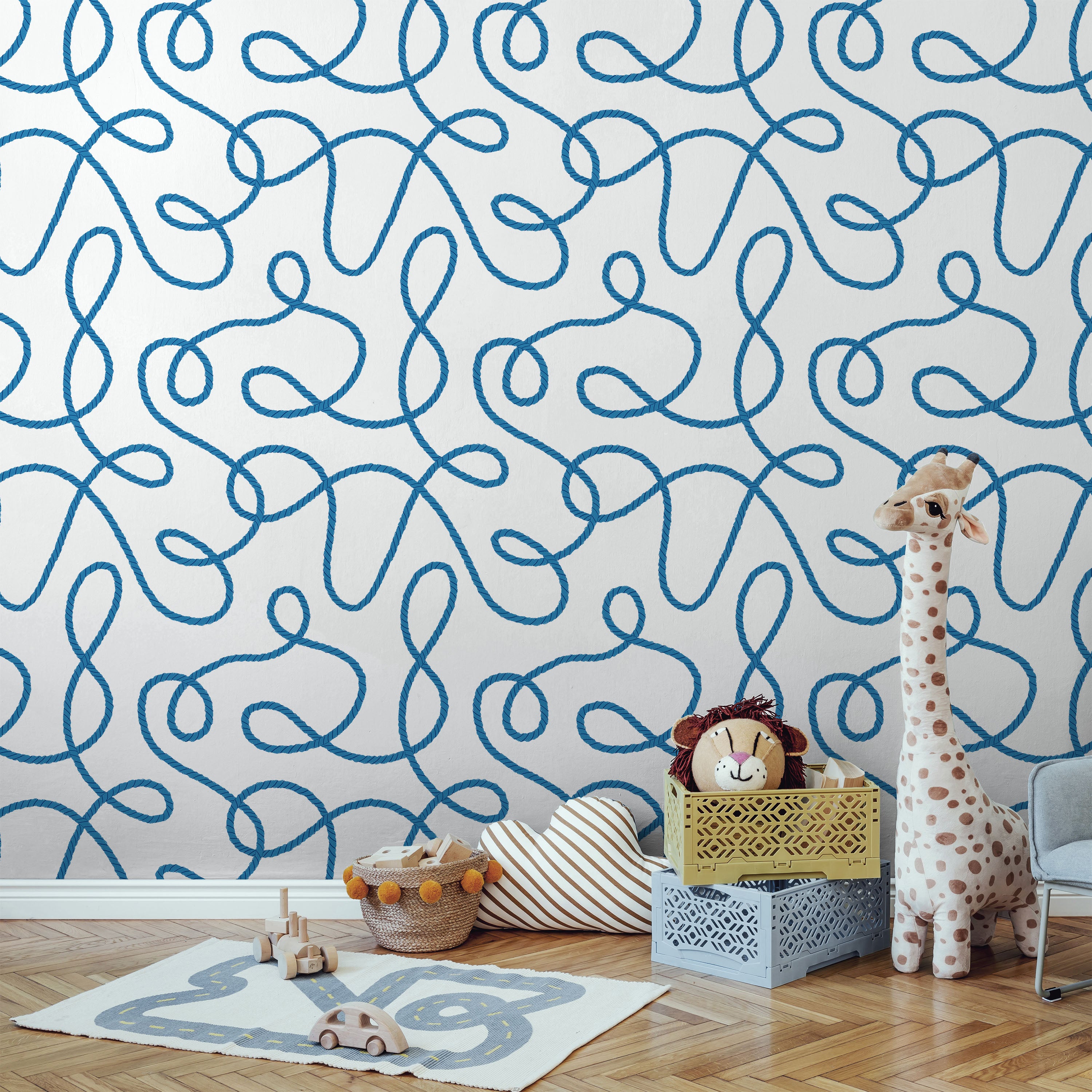Twist and Tangle Peel and Stick Wallpaper, Removable Wallpaper, Traditional Wallpaper - Ocean Blue | DeccoPrint