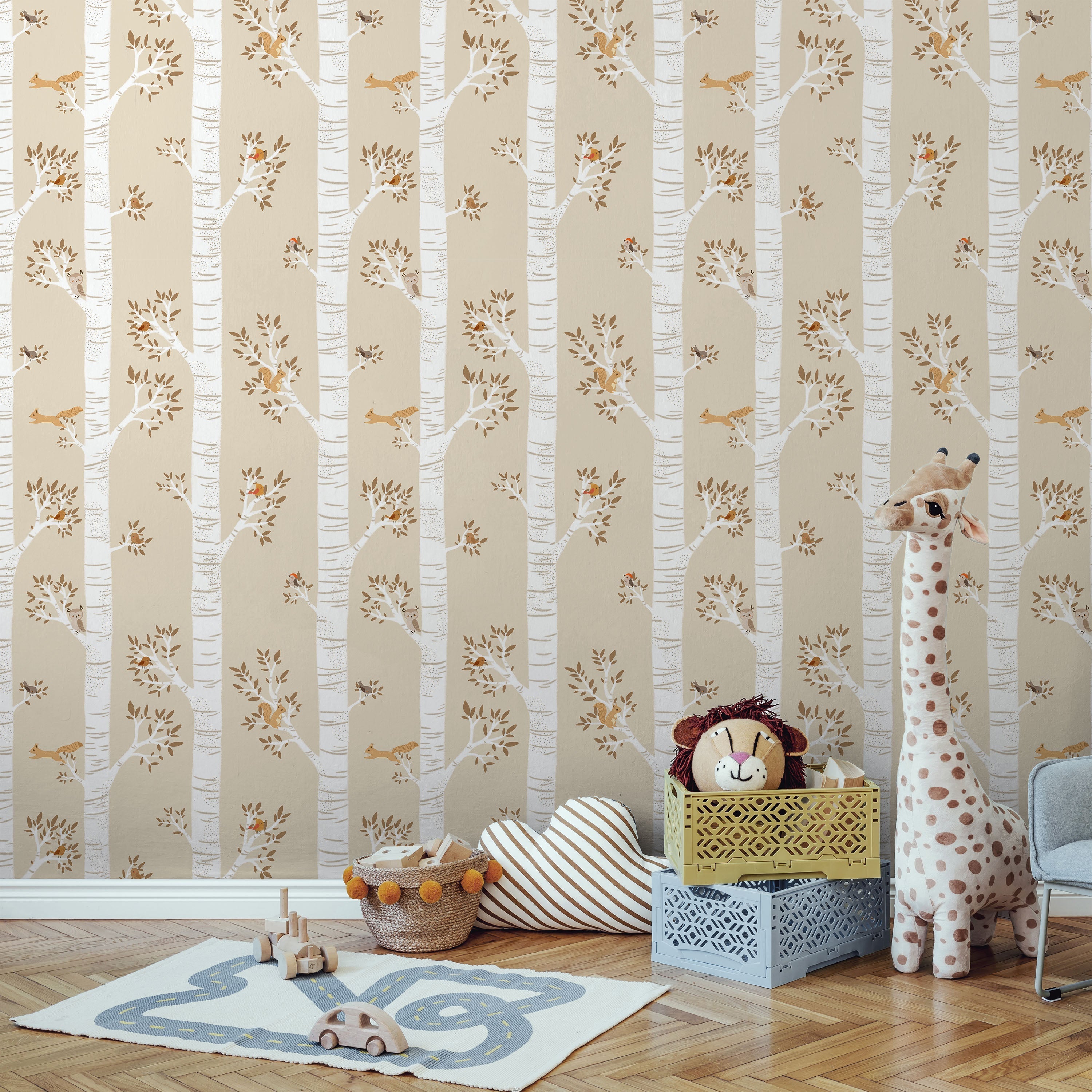 Treetop Tales Peel and Stick Wallpaper, Removable Wallpaper, Traditional Wallpaper - Cream Beige | DeccoPrint