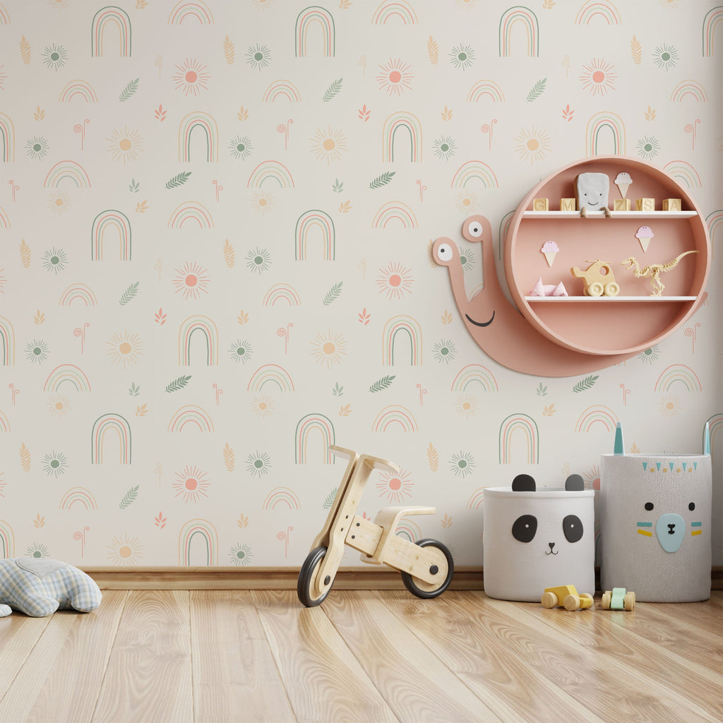 Child's Dreams Peel and Stick Wallpaper, Removable Wallpaper, Traditional Wallpaper - Powder Green | DeccoPrint
