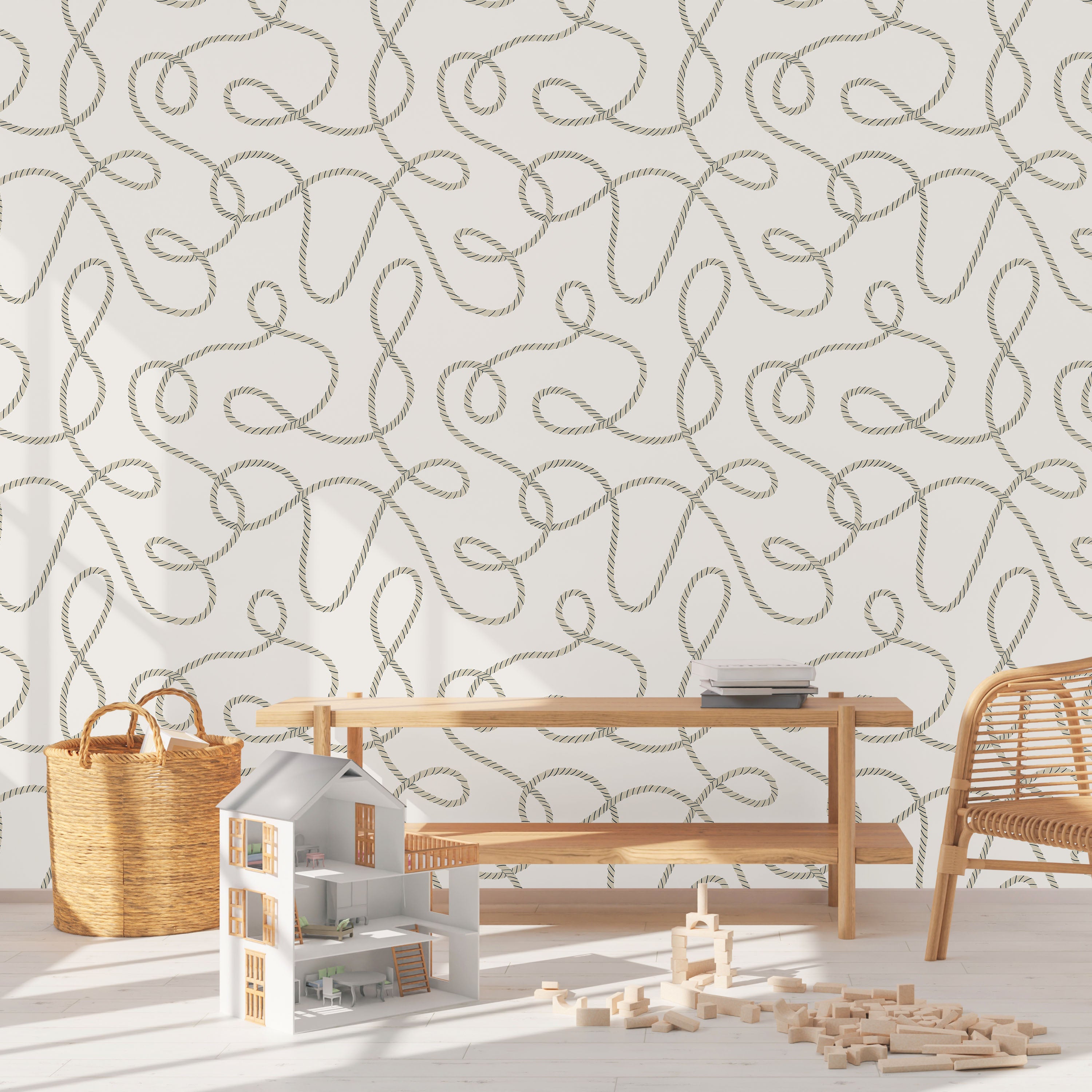 Twist and Tangle Peel and Stick Wallpaper, Removable Wallpaper, Traditional Wallpaper - Light Beige | DeccoPrint