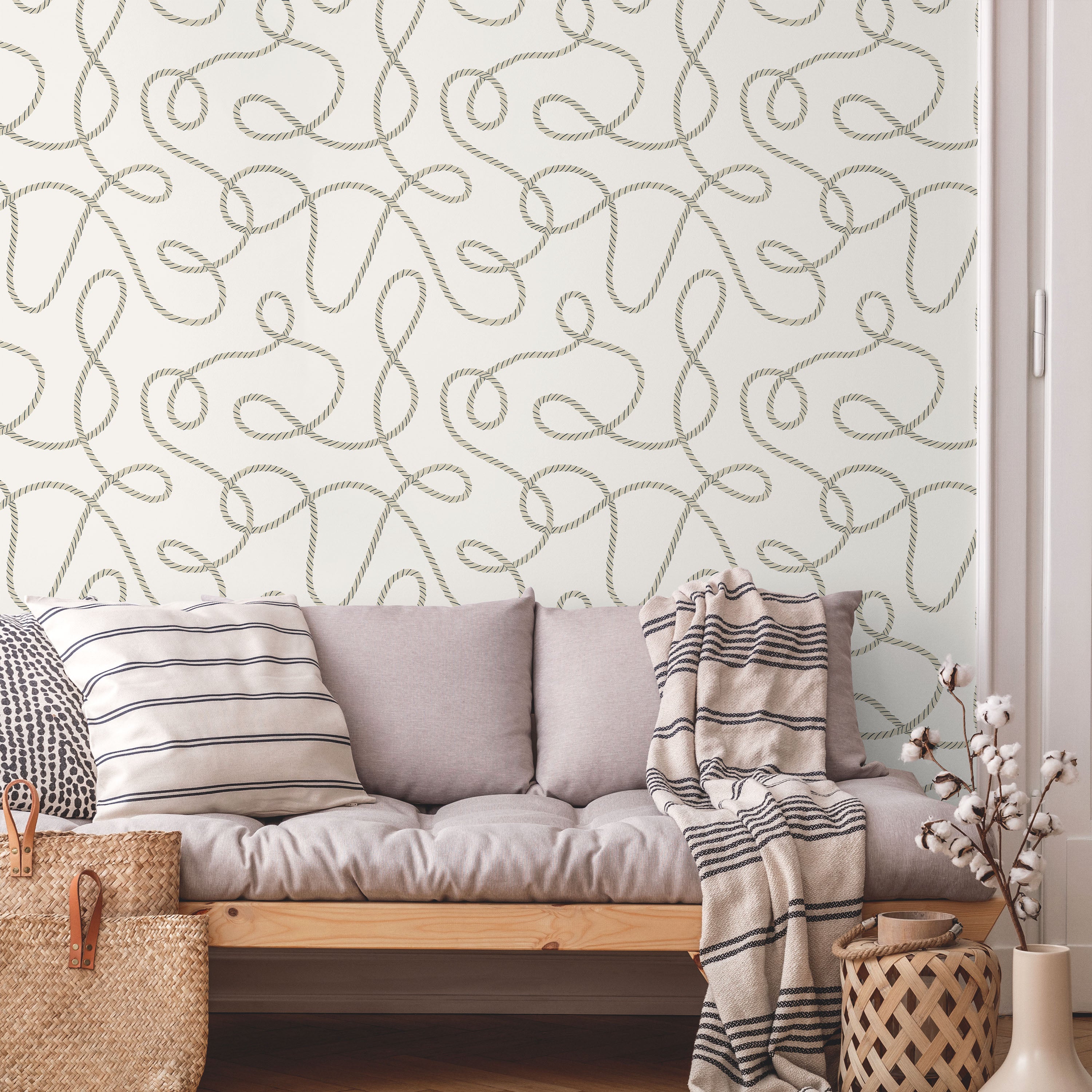 Twist and Tangle Peel and Stick Wallpaper, Removable Wallpaper, Traditional Wallpaper - Light Beige | DeccoPrint