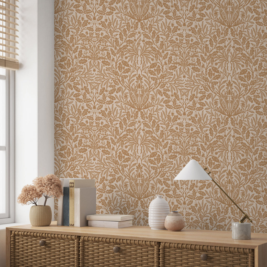 William Morris X Acorn Peel and Stick Wallpaper, Removable Wallpaper, Traditional Wallpaper - Brown | DeccoPrint