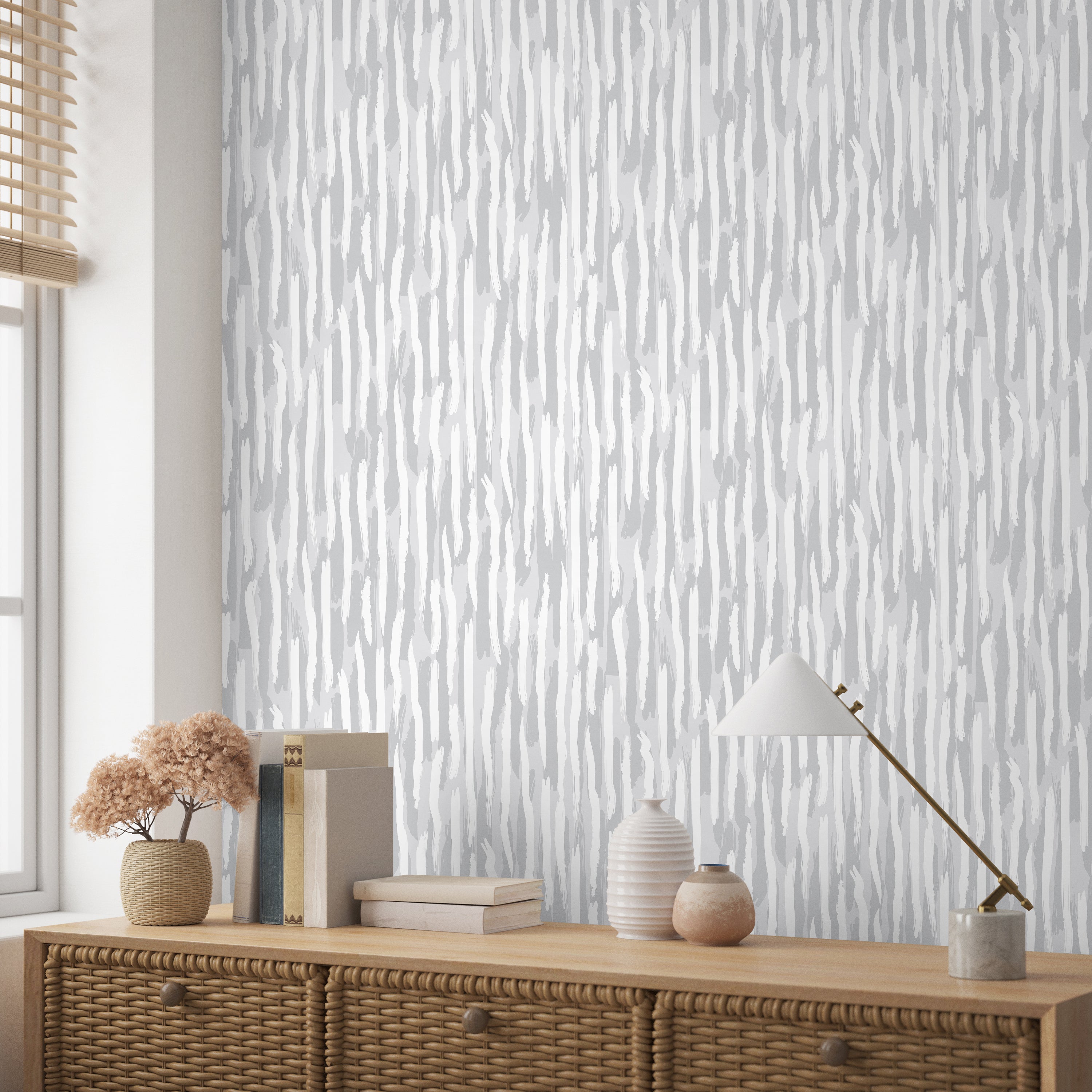 Brush Palette Peel and Stick Wallpaper, Removable Wallpaper, Traditional Wallpaper - Gray | DeccoPrint