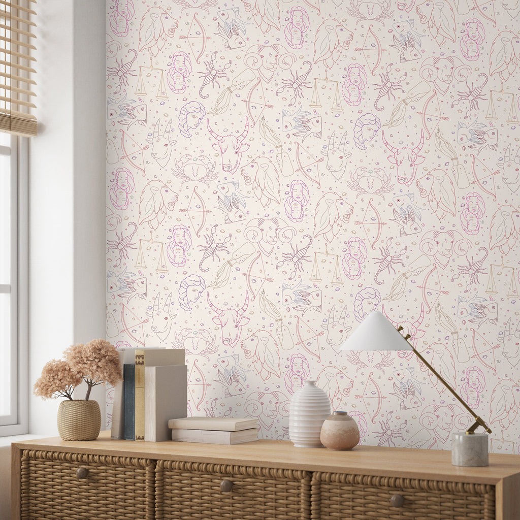 Zodiac Symphony Peel and Stick Wallpaper, Removable Wallpaper, Traditional Wallpaper | DeccoPrint