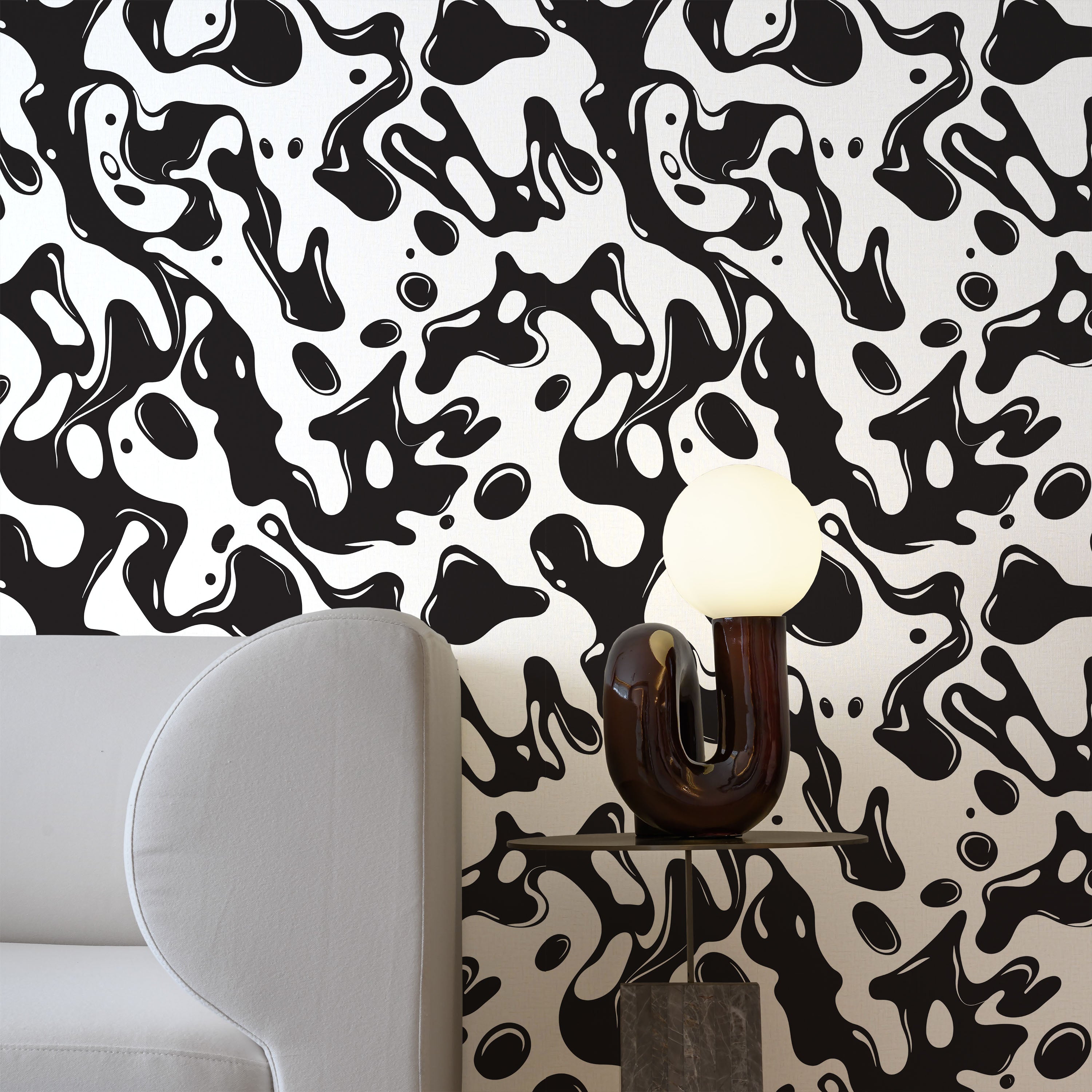 Liquid Splash Peel and Stick Wallpaper, Removable Wallpaper, Traditional Wallpaper - Black | DeccoPrint
