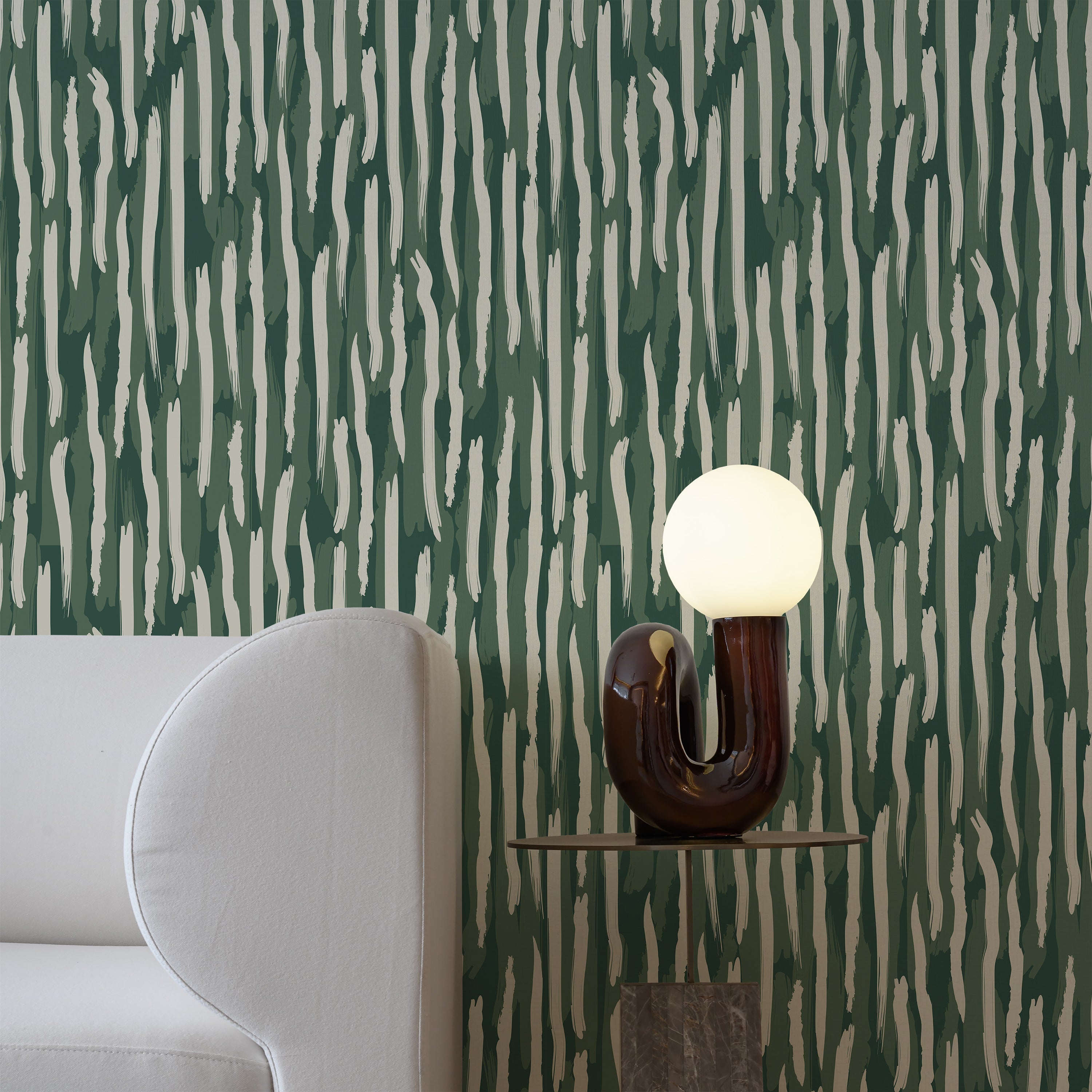 Brush Palette Peel and Stick Wallpaper, Removable Wallpaper, Traditional Wallpaper - Green | DeccoPrint