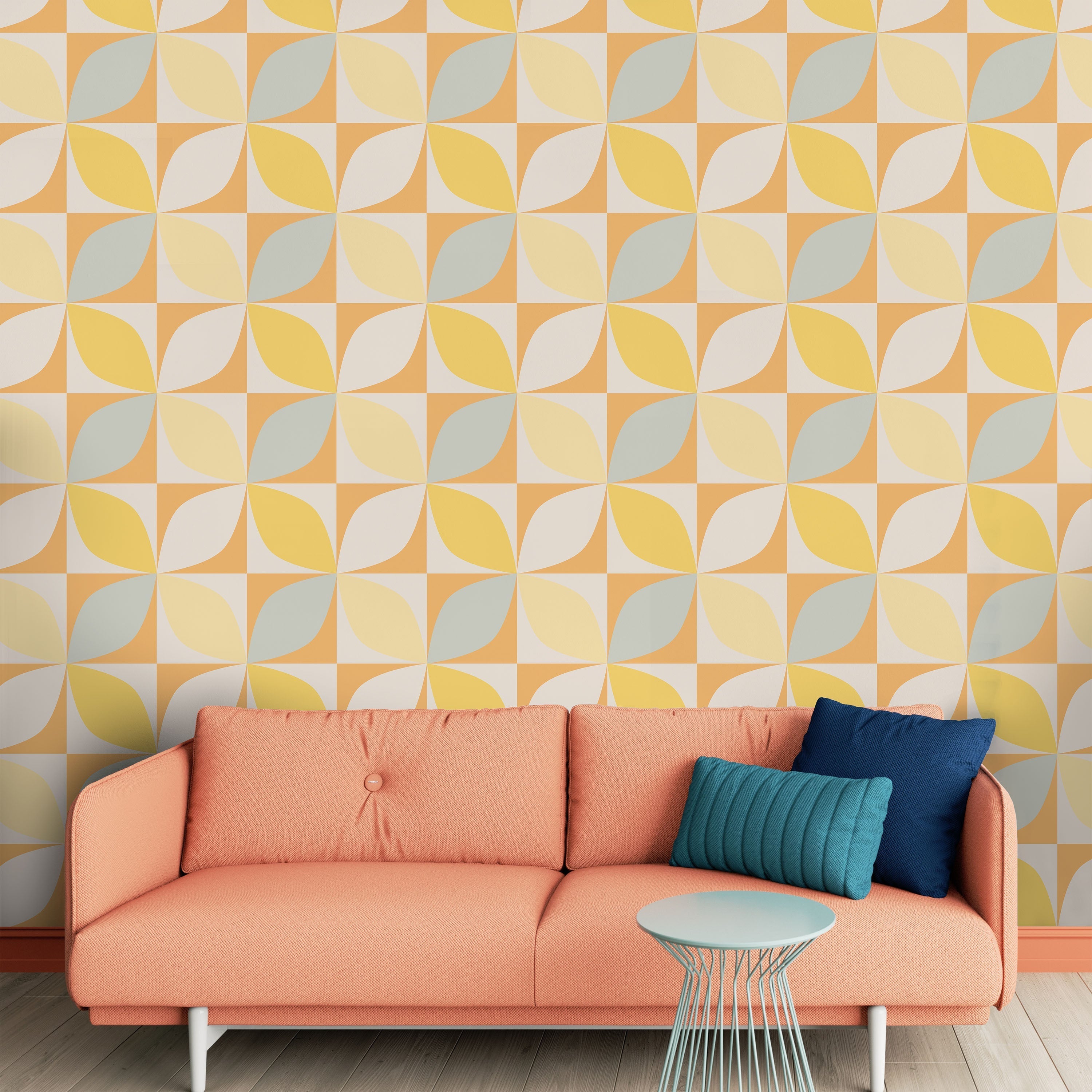 Geometric Bauhaus Peel and Stick Wallpaper, Removable Wallpaper, Traditional Wallpaper - Yellow | DeccoPrint