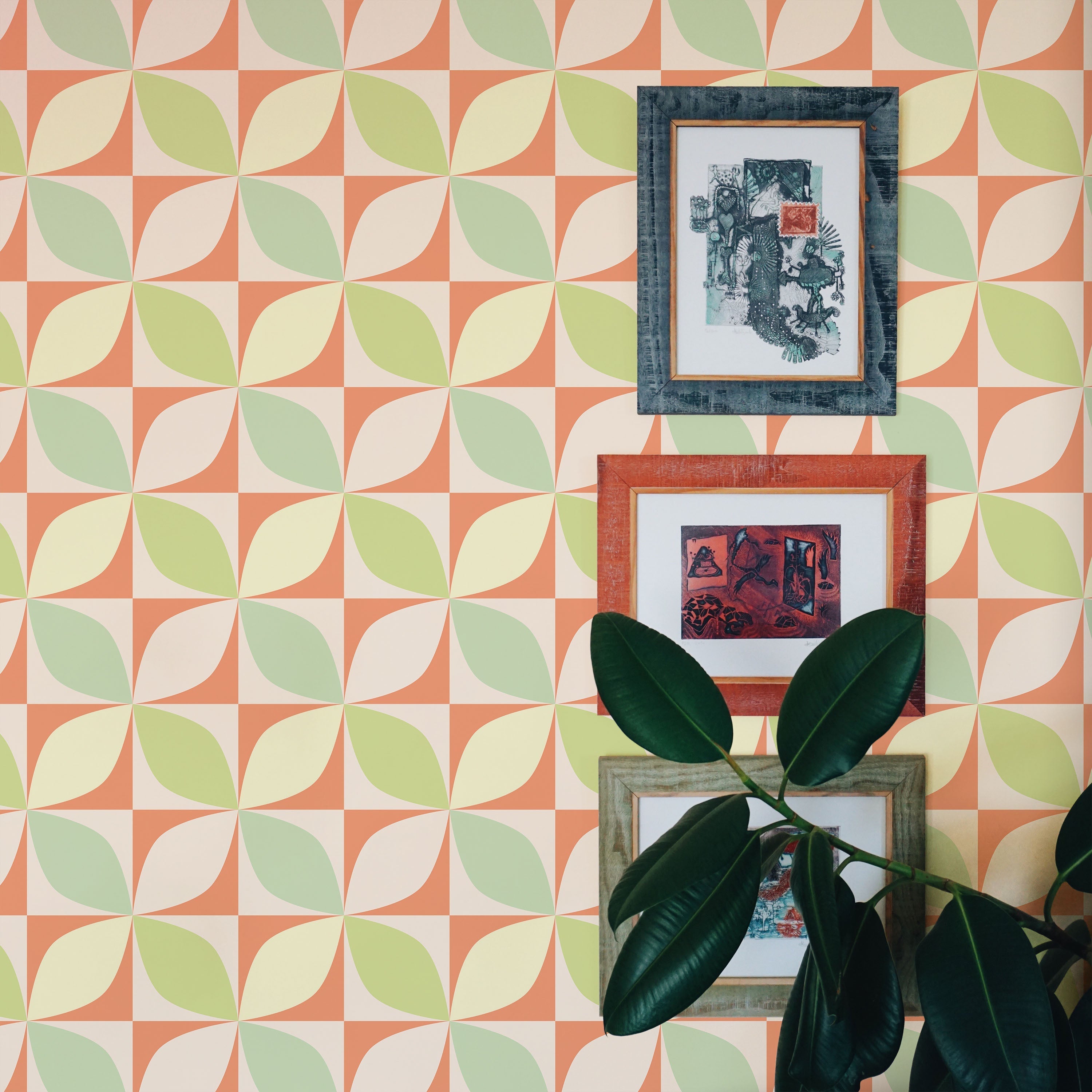 Geometric Bauhaus Peel and Stick Wallpaper, Removable Wallpaper, Traditional Wallpaper - Mint | DeccoPrint