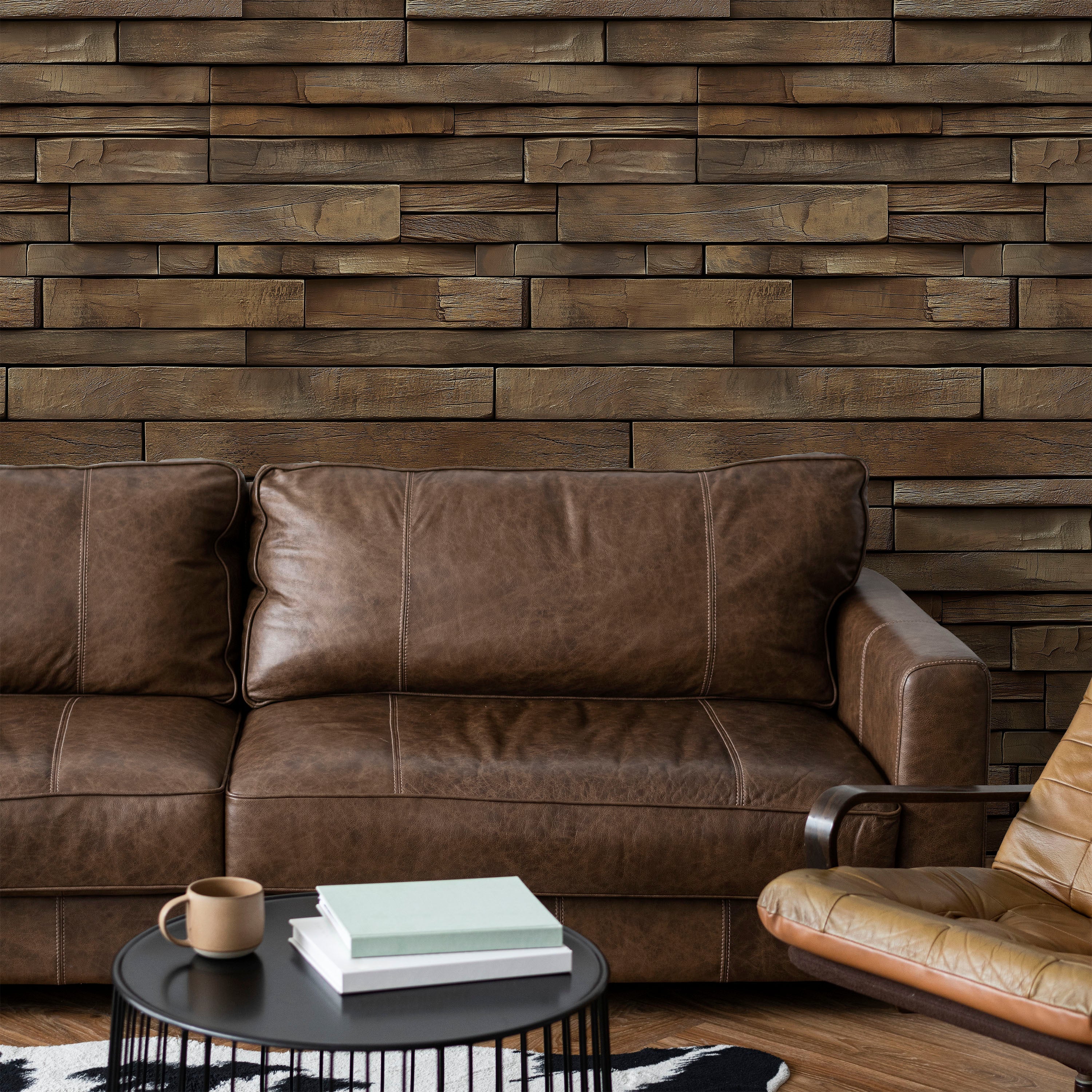 Rustic Boards Peel and Stick Wallpaper, Removable Wallpaper, Traditional Wallpaper - Dark Wood | DeccoPrint