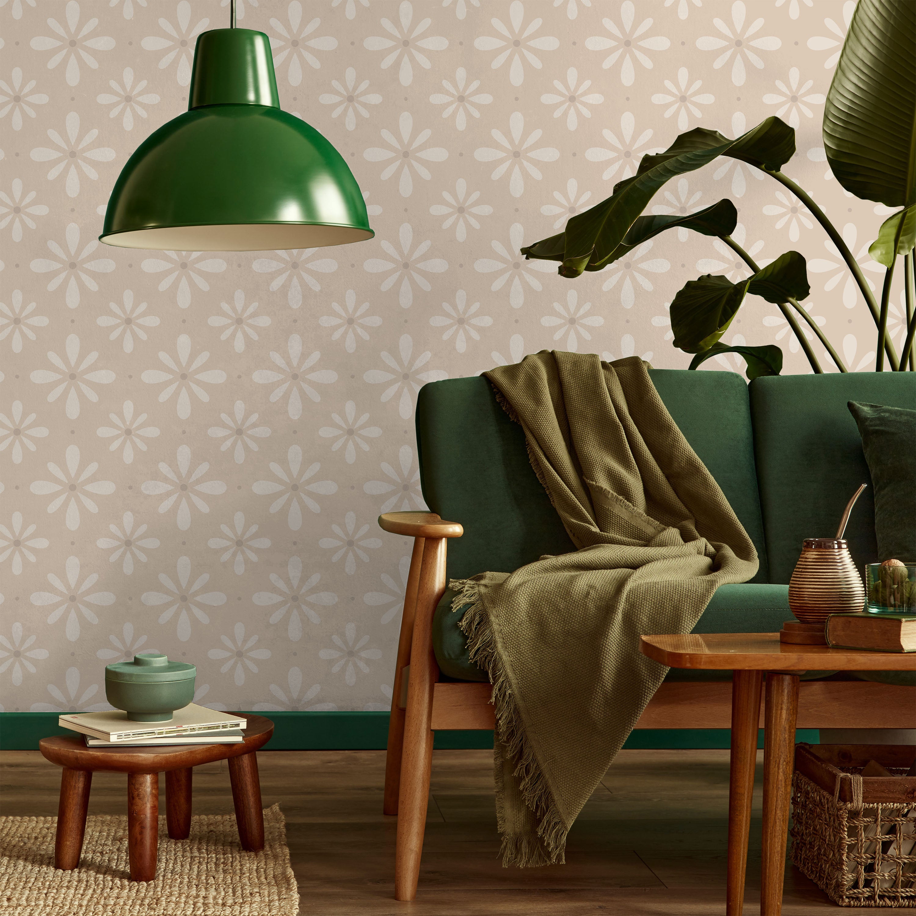 Pastel Blooms Peel and Stick Wallpaper, Removable Wallpaper, Traditional Wallpaper - Soft Brown | DeccoPrint