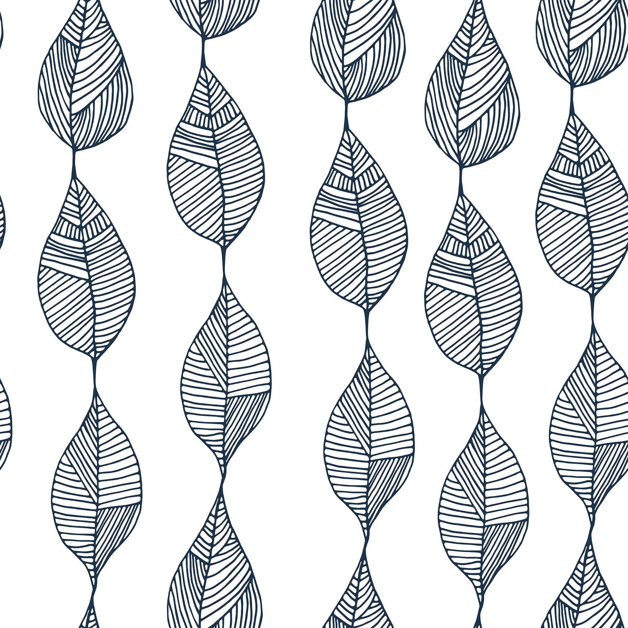 Pattern of black leaves on a white background