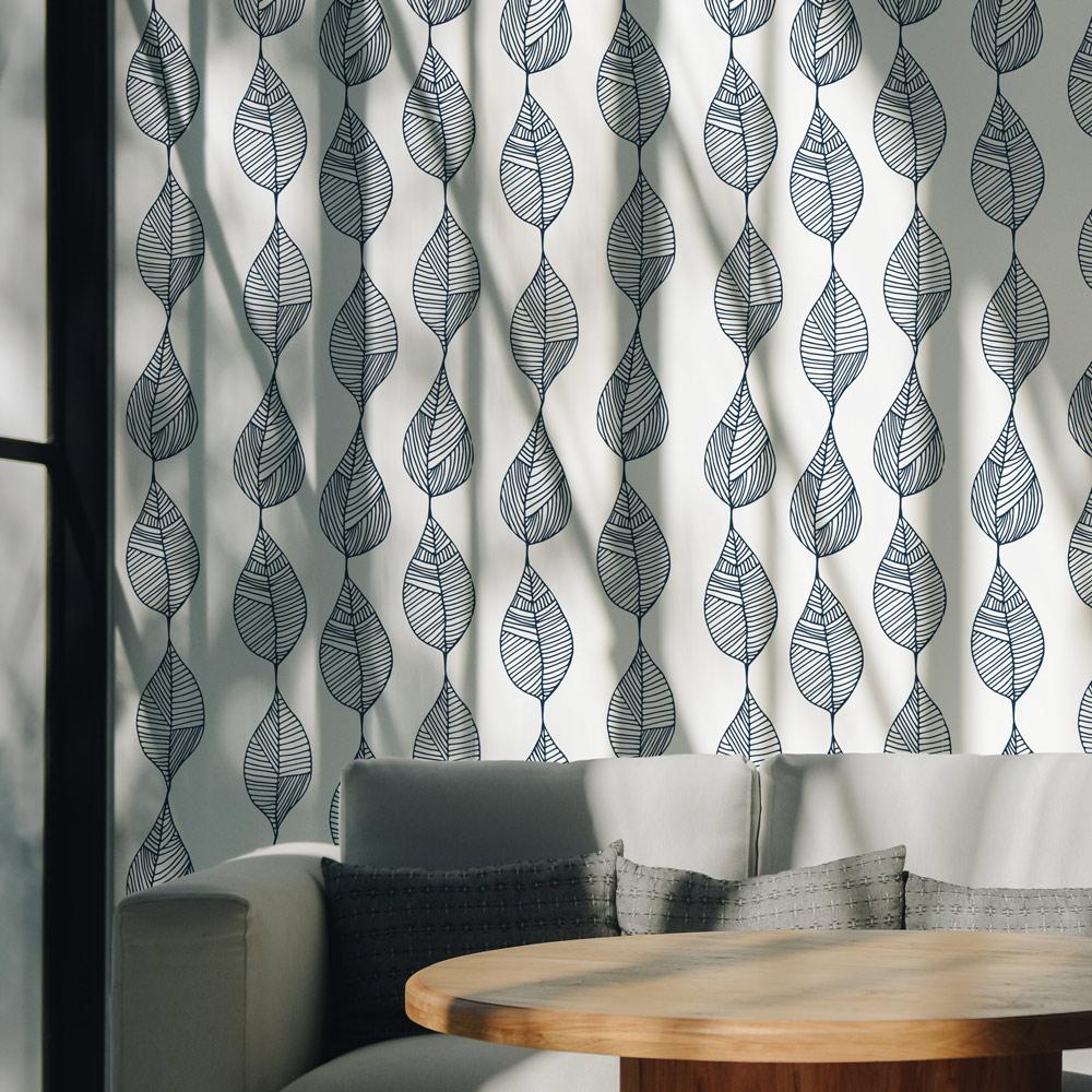 Leaf Line Peel and Stick Wallpaper, Removable Wallpaper, Traditional Wallpaper | DeccoPrint