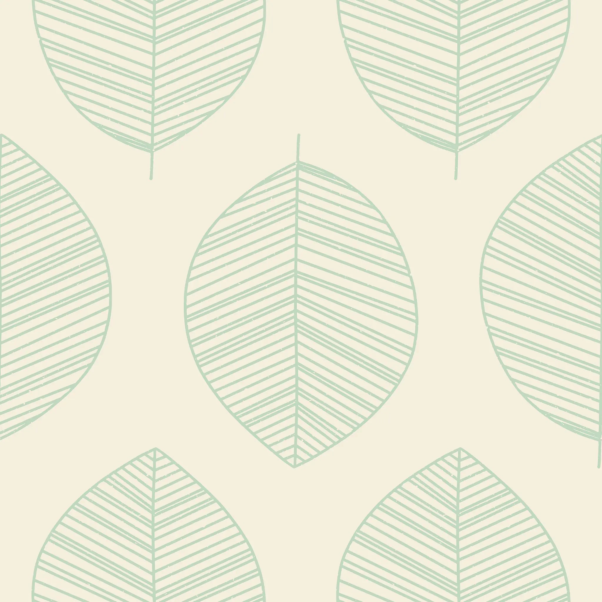 Pattern of green leaf shapes on a beige background