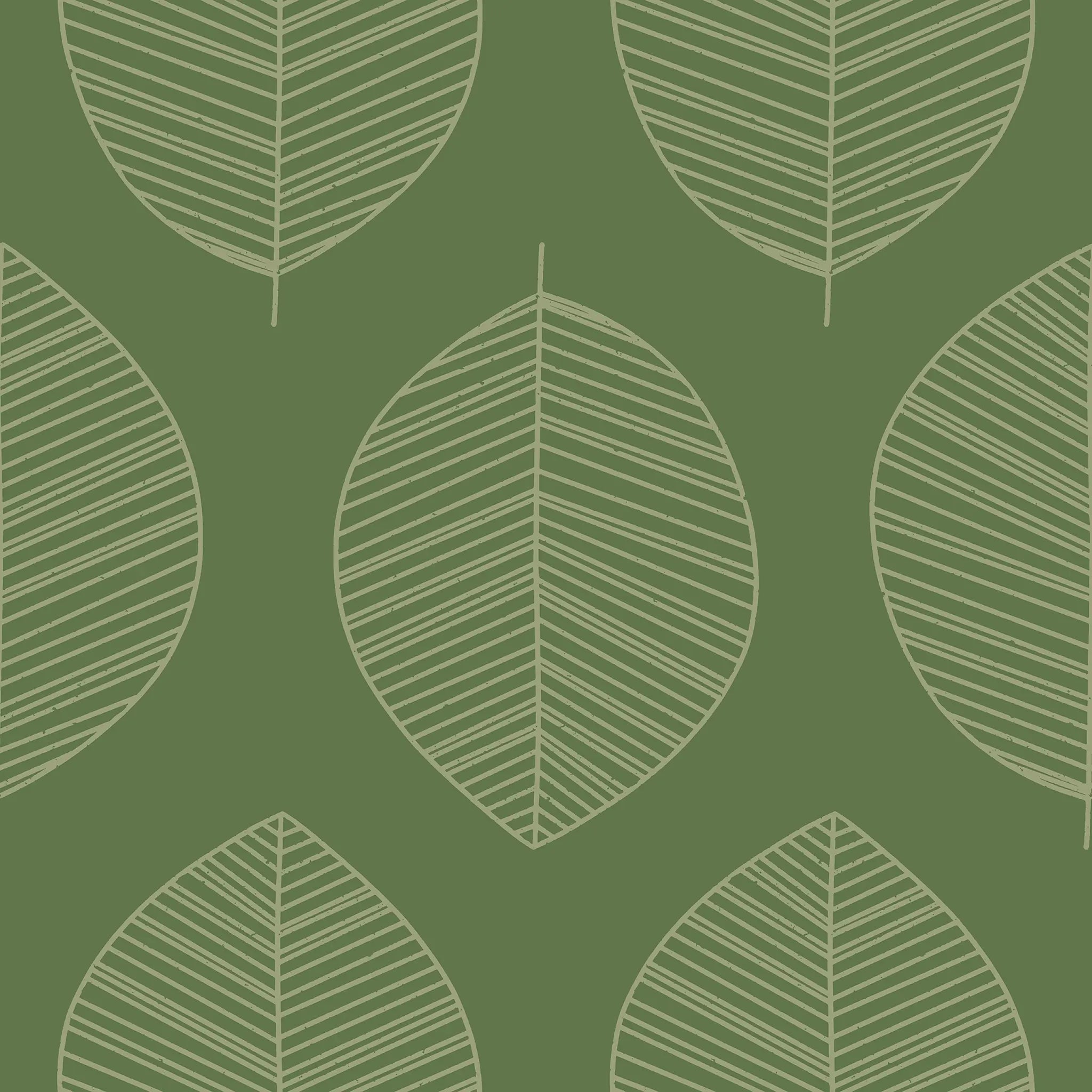 Pattern of leaf shapes on a green background
