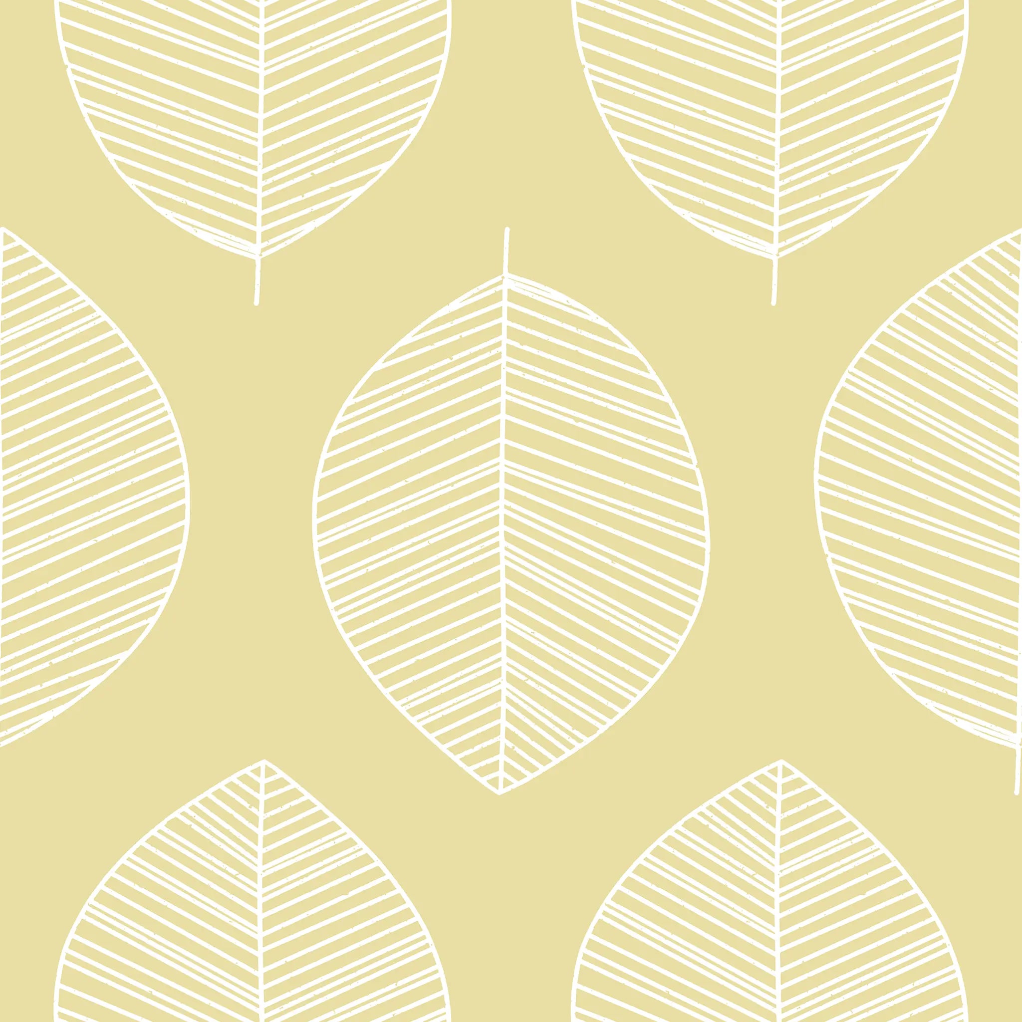 Pattern of white leaf outlines on a beige background