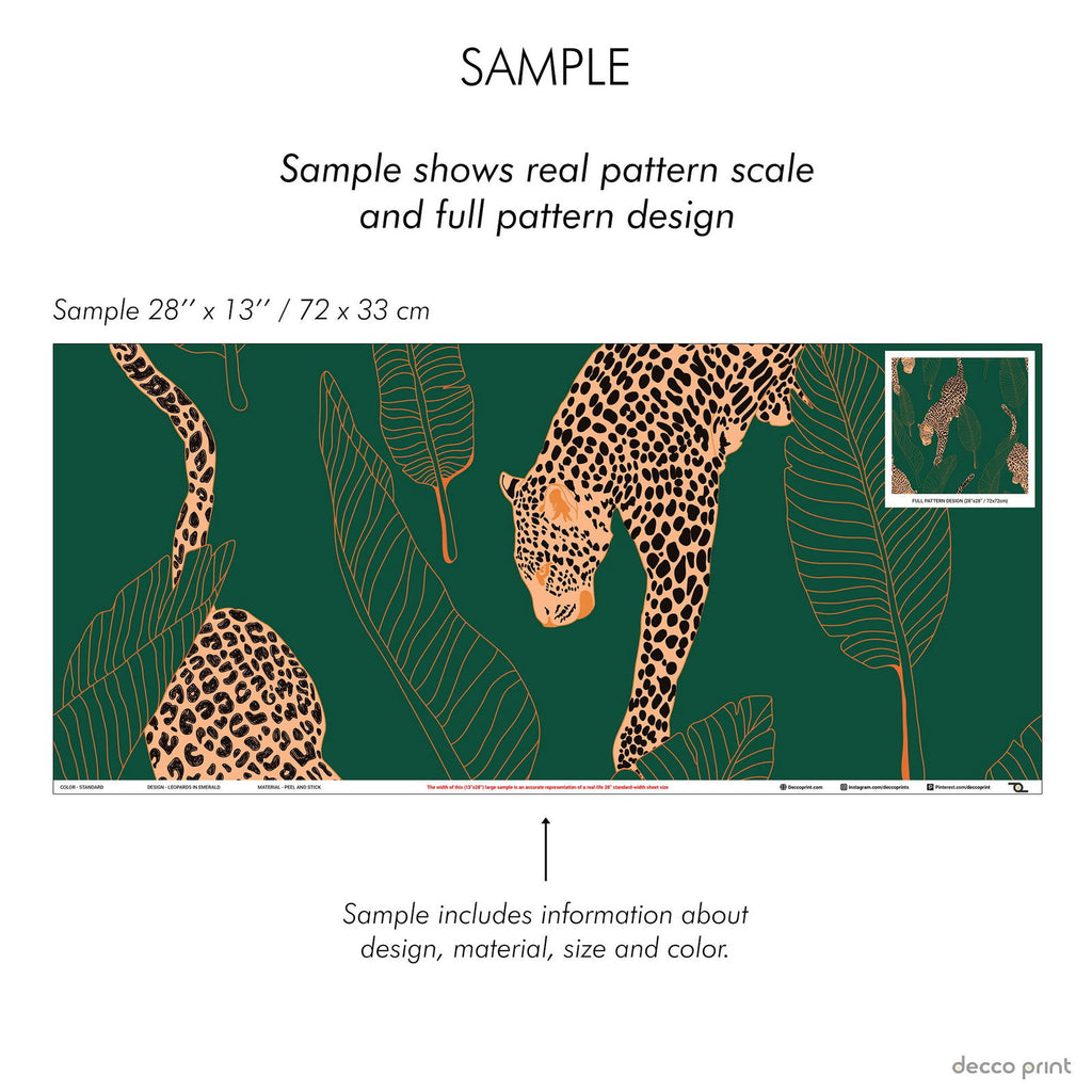 Leopards Wallpaper - Emerald - DeccoPrint