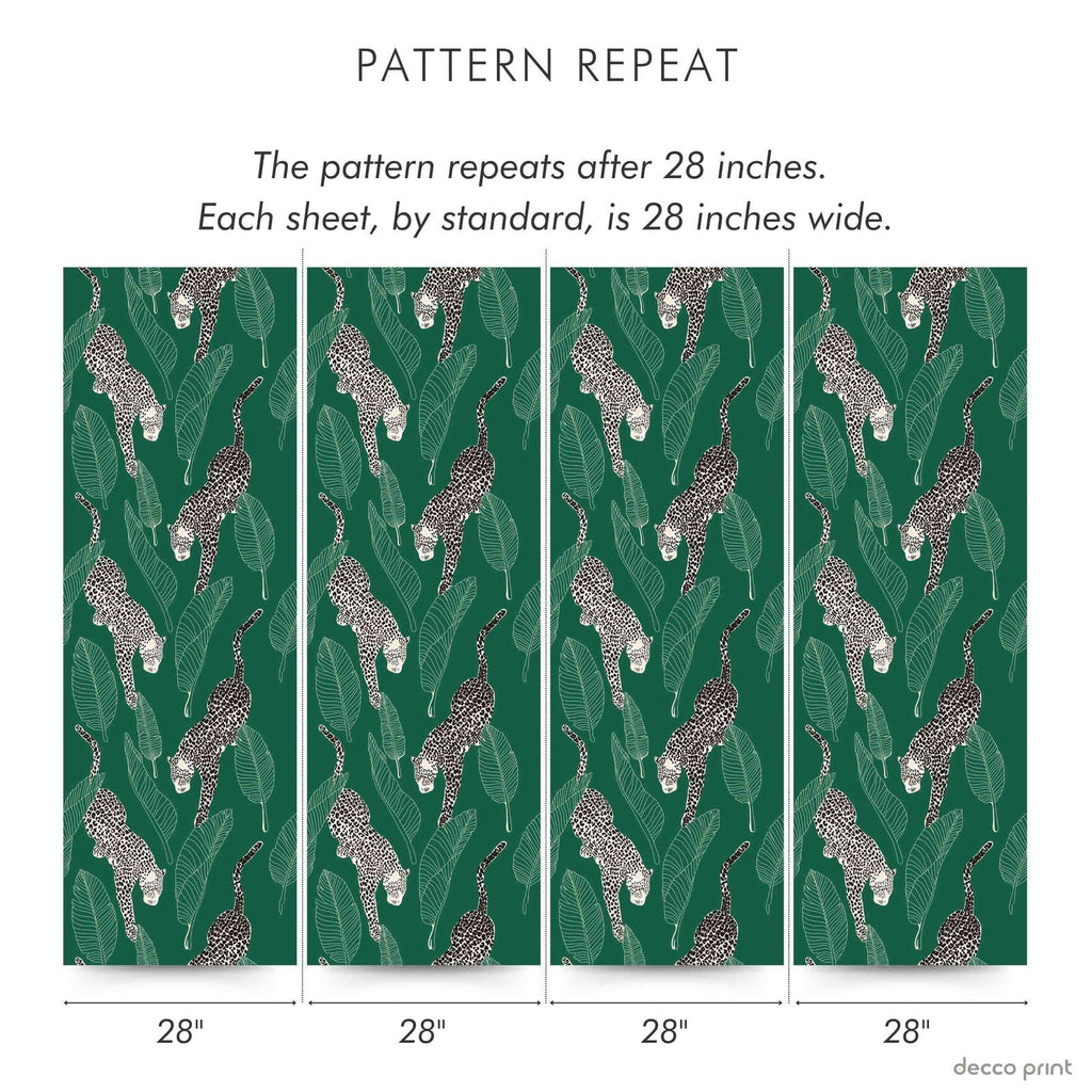 Leopards Peel and Stick Wallpaper, Removable Wallpaper, Traditional Wallpaper - Green | DeccoPrint