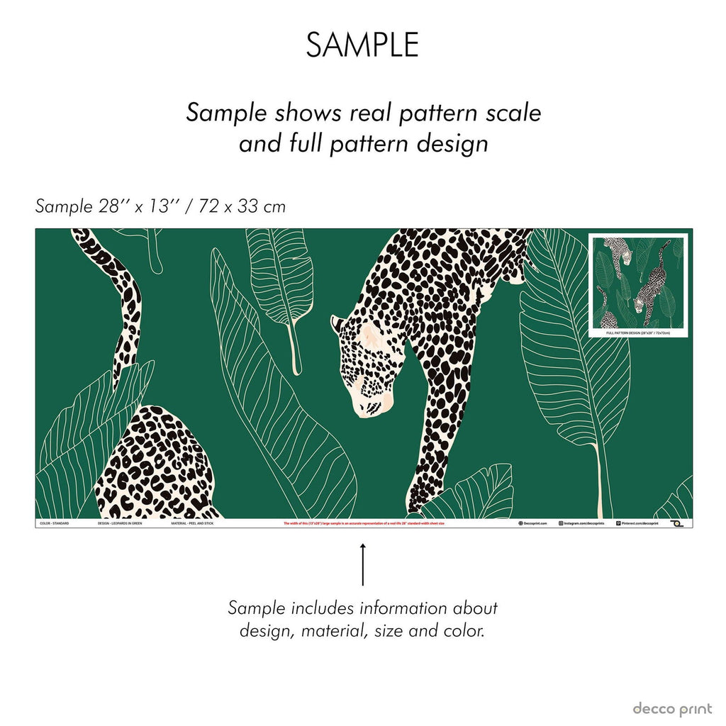 Leopards Wallpaper - Green - DeccoPrint