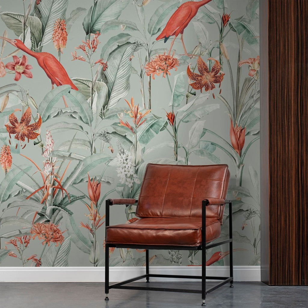 Lilies Wallpaper - Green | DeccoPrint