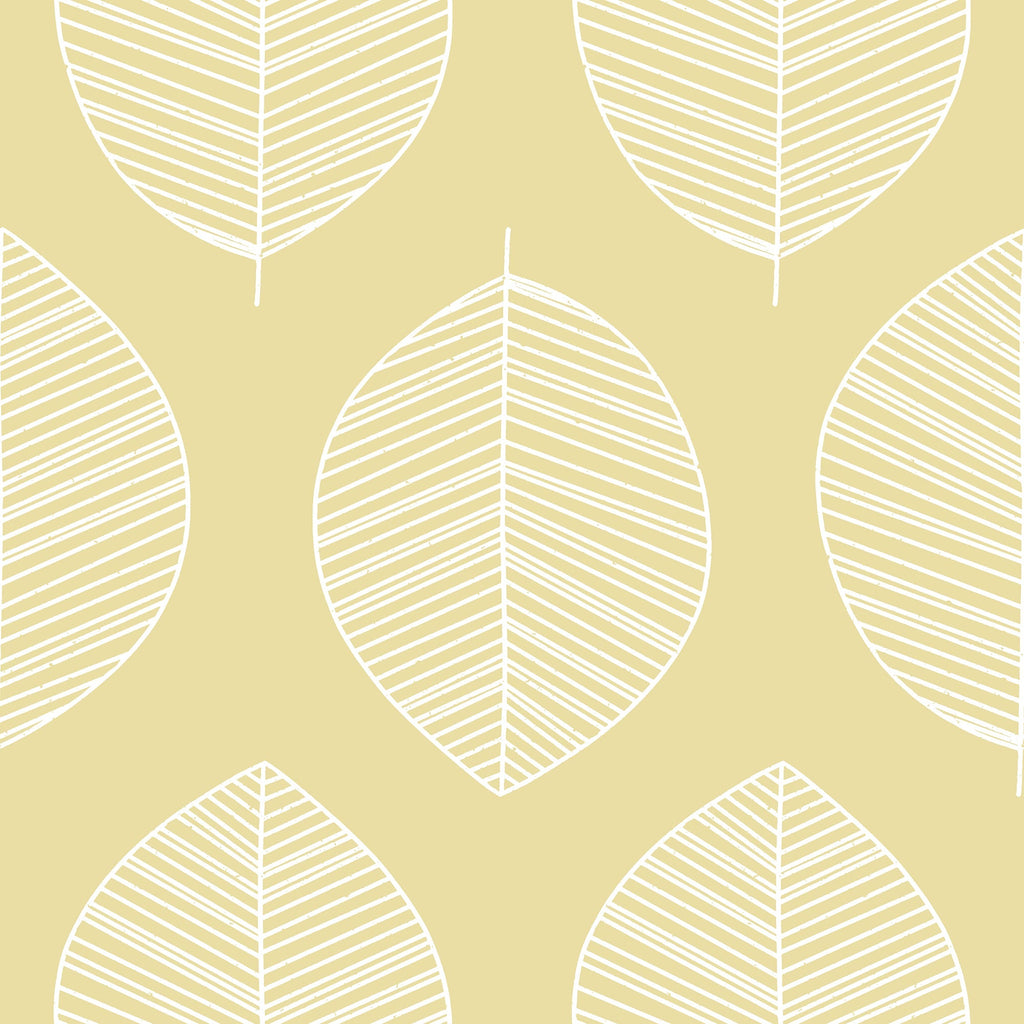 Leaf Texture Peel and Stick Wallpaper, Removable Wallpaper, Traditional Wallpaper - Yellow | DeccoPrint
