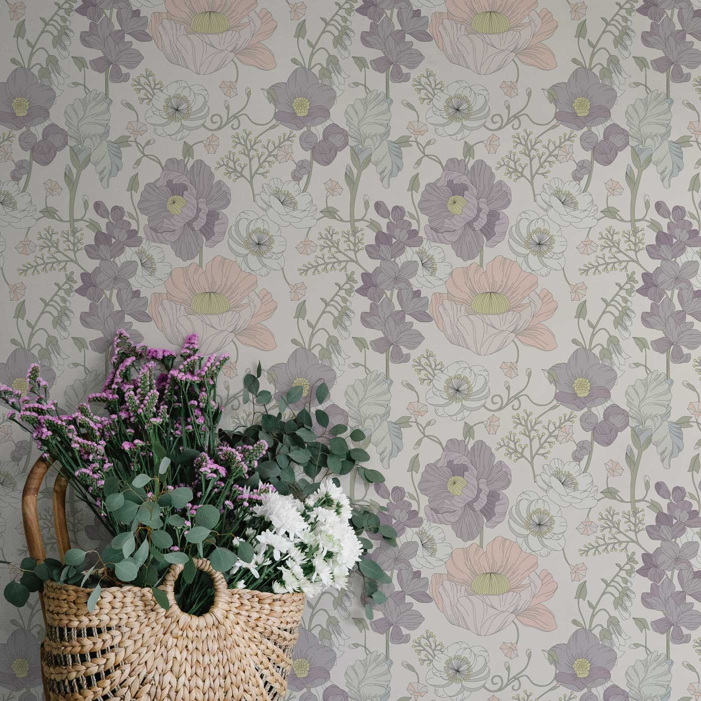 Luxurious Flowers Peel and Stick Wallpaper, Removable Wallpaper, Traditional Wallpaper | DeccoPrint