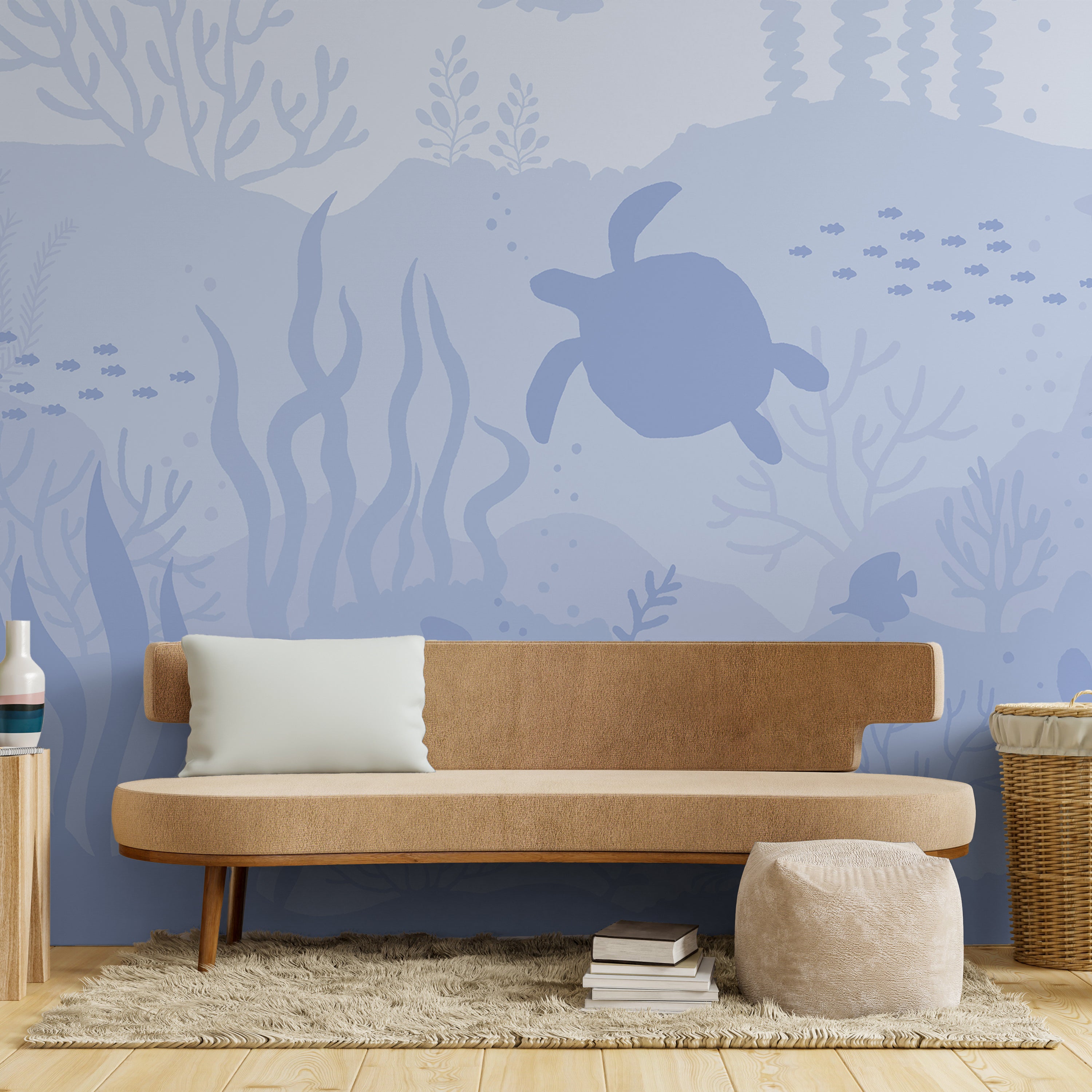 Ocean Bottom Peel and Stick Wallpaper, Removable Wallpaper, Traditional Wallpaper - Lavander Blue | DeccoPrint