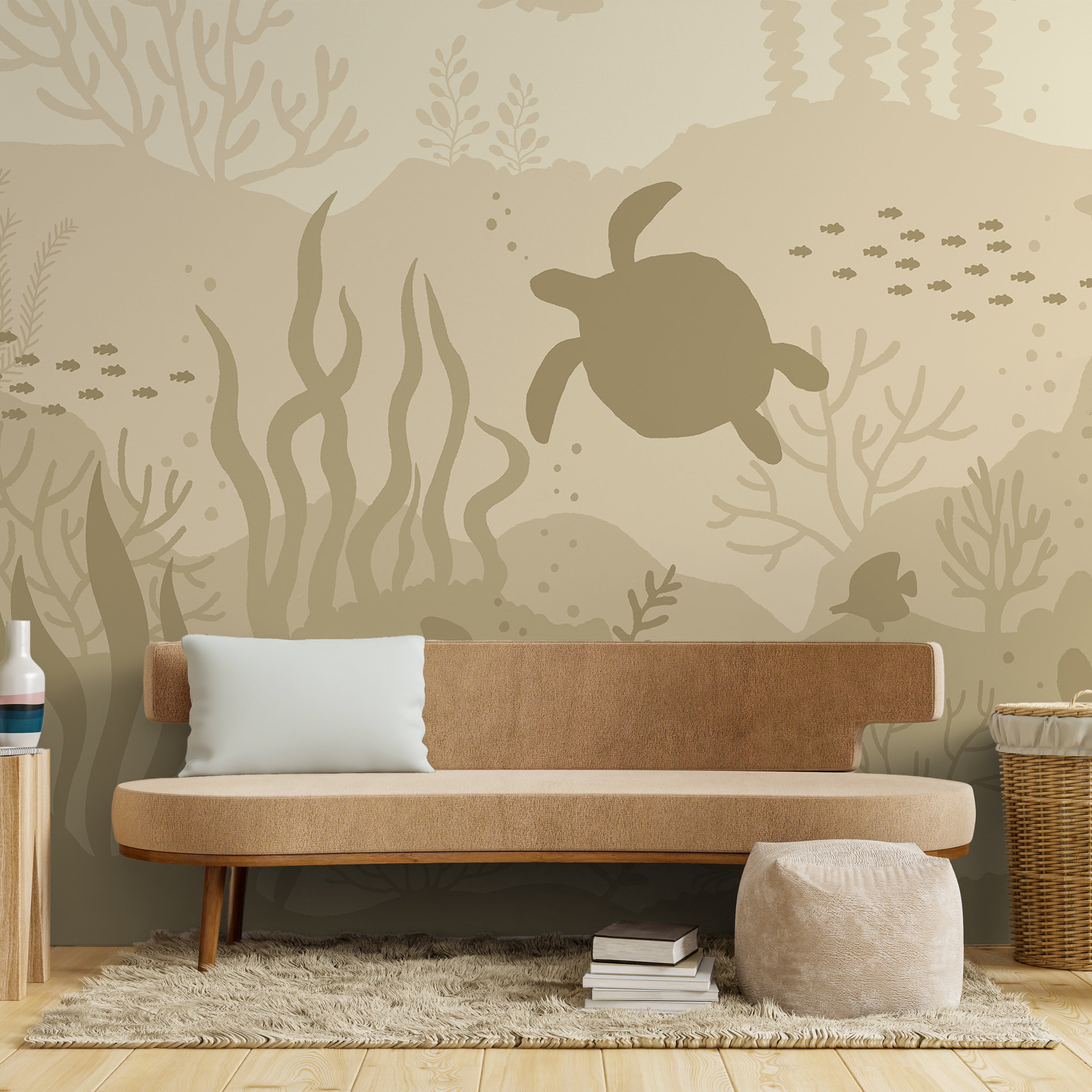 Ocean Bottom Peel and Stick Wallpaper, Removable Wallpaper, Traditional Wallpaper - Pastel Sage | DeccoPrint