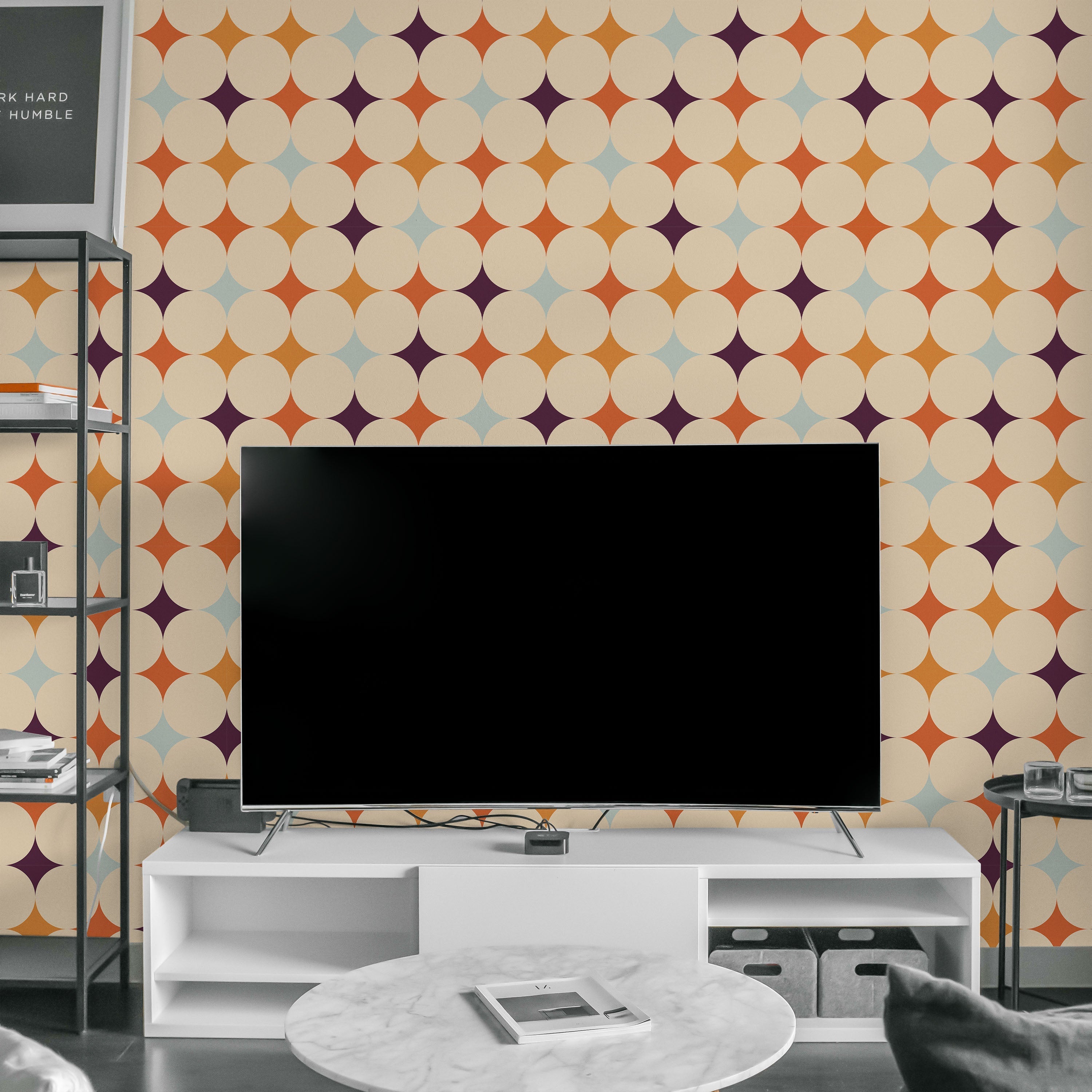 Abstract Bauhaus Peel and Stick Wallpaper, Removable Wallpaper, Traditional Wallpaper - Purple | DeccoPrint