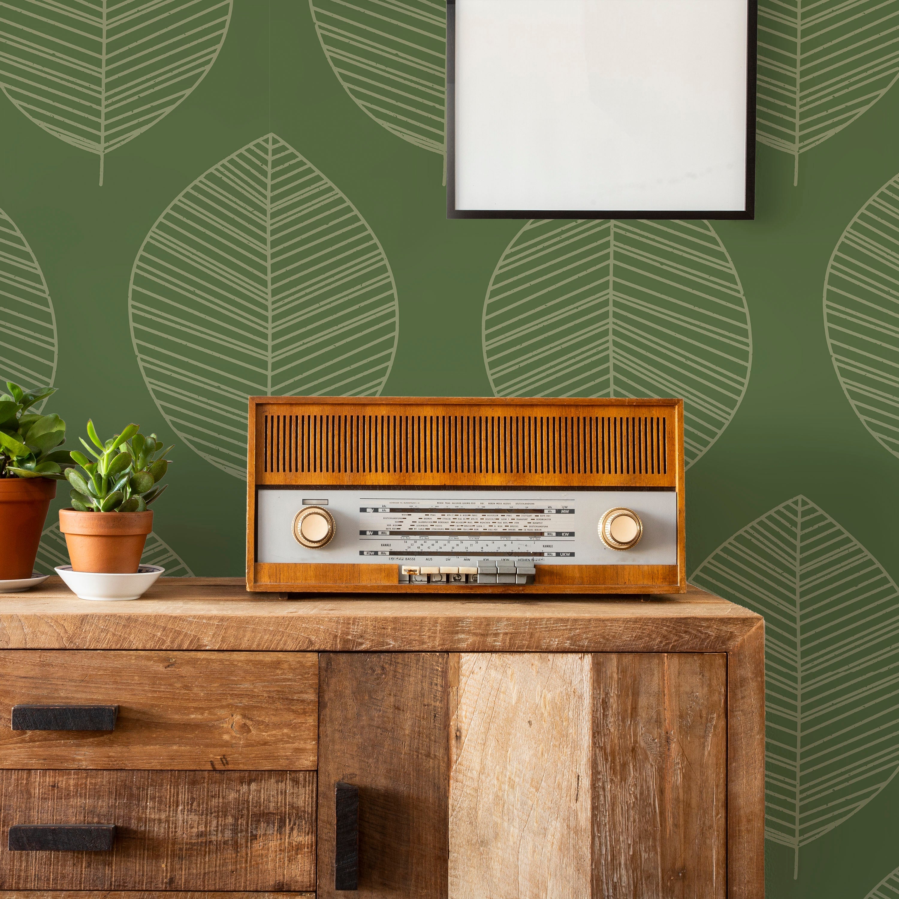 Leaf Texture Peel and Stick Wallpaper, Removable Wallpaper, Traditional Wallpaper - Green | DeccoPrint