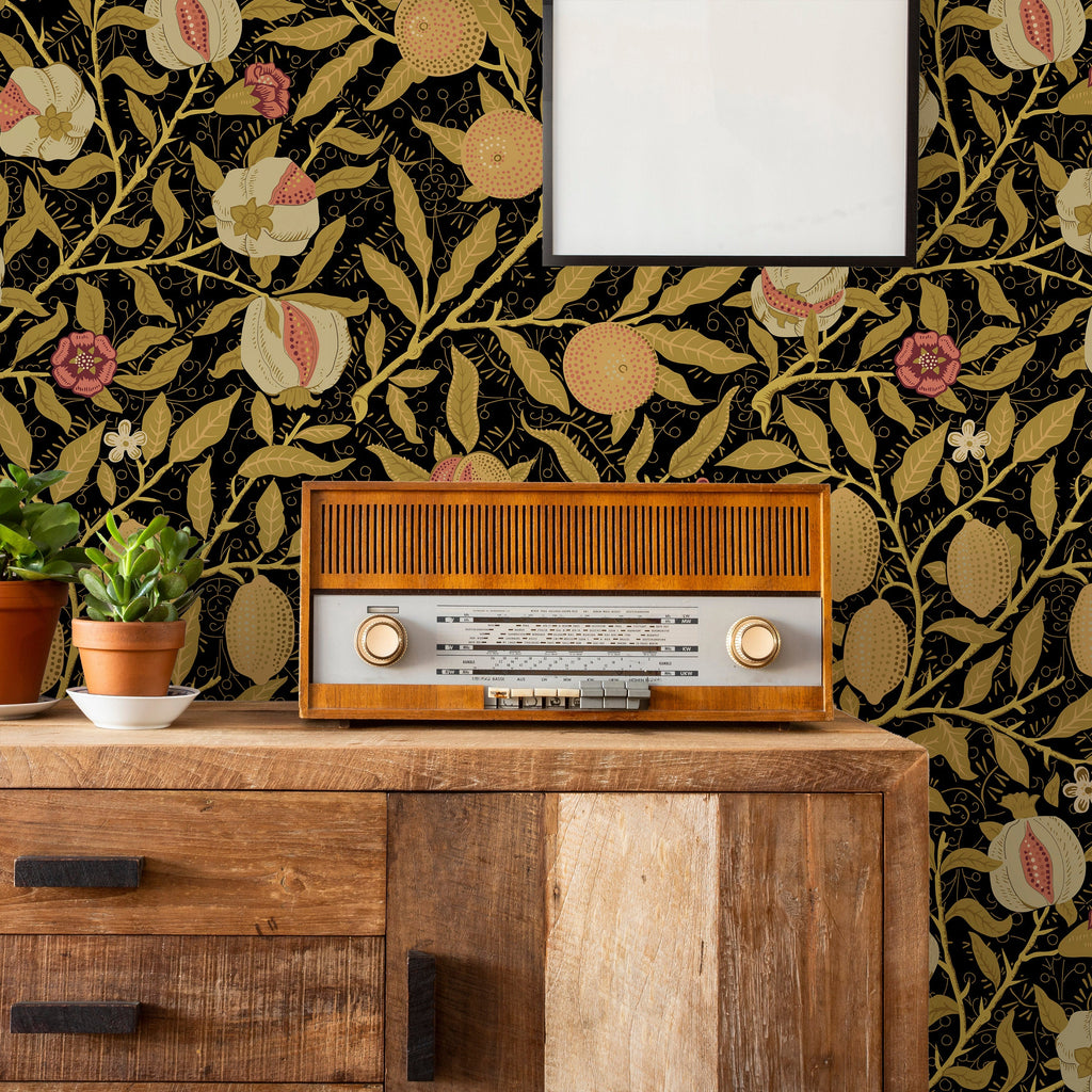 William Morris X Citrus Groove Peel and Stick Wallpaper, Removable Wallpaper, Traditional Wallpaper - Gold | DeccoPrint