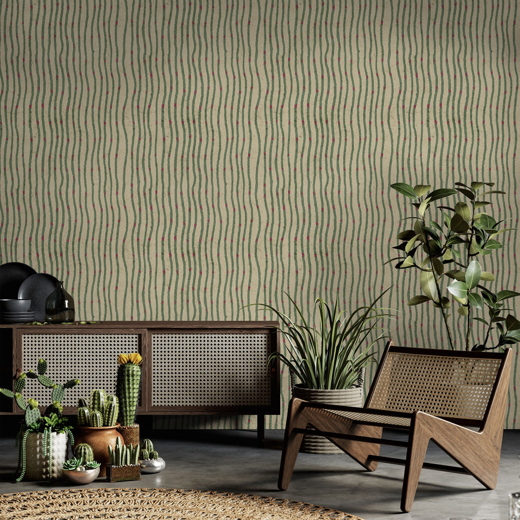 Furuya Korin x Edo Stream Peel and Stick Wallpaper, Removable Wallpaper, Traditional Wallpaper - Rustic Sage | DeccoPrint