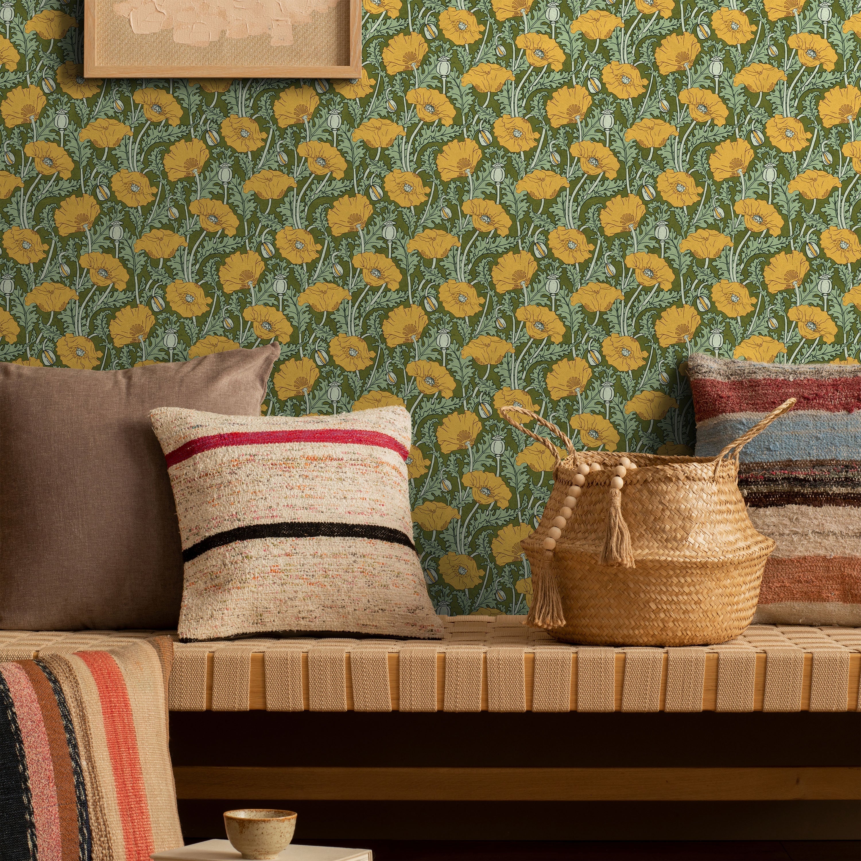 Maurice Pillard Verneuil x  Poppy Peel and Stick Wallpaper, Removable Wallpaper, Traditional Wallpaper - Lush Green | DeccoPrint