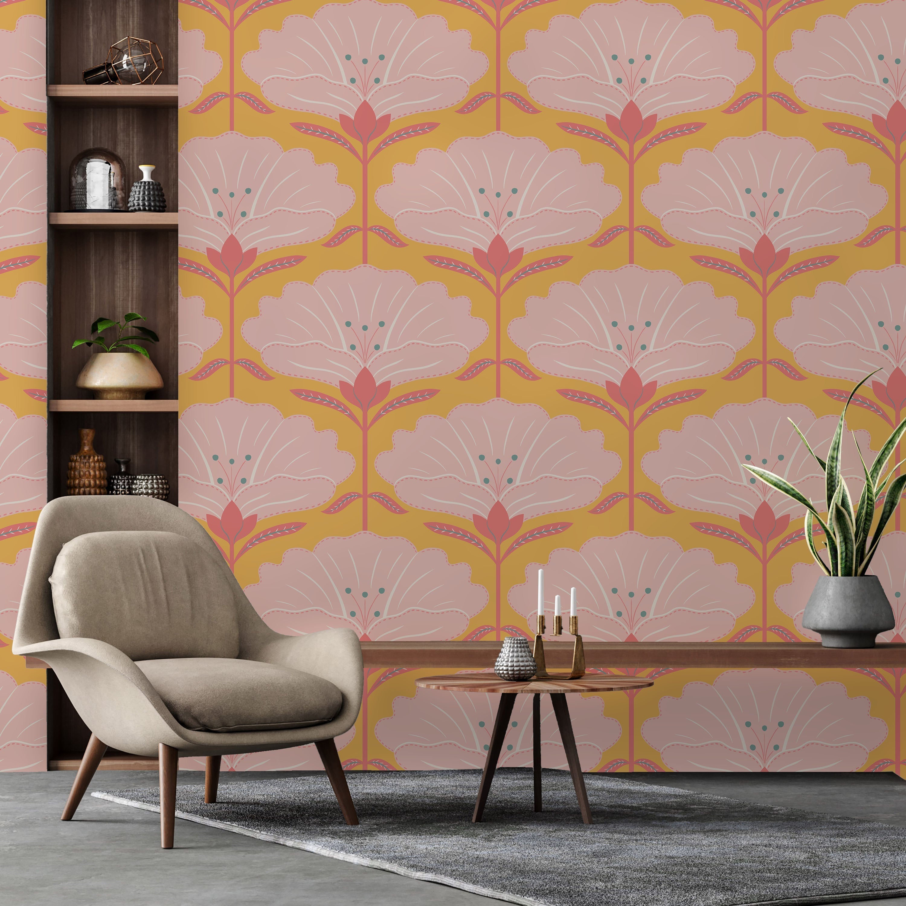 Dreamy Daisies Peel and Stick Wallpaper, Removable Wallpaper, Traditional Wallpaper - Yellow | DeccoPrint