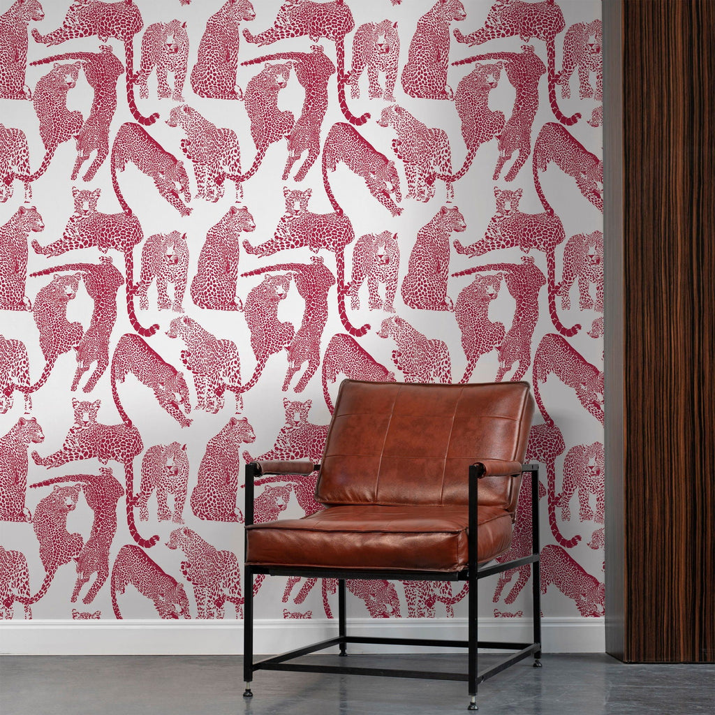 Magenta Leopards Wallpaper | DeccoPrint