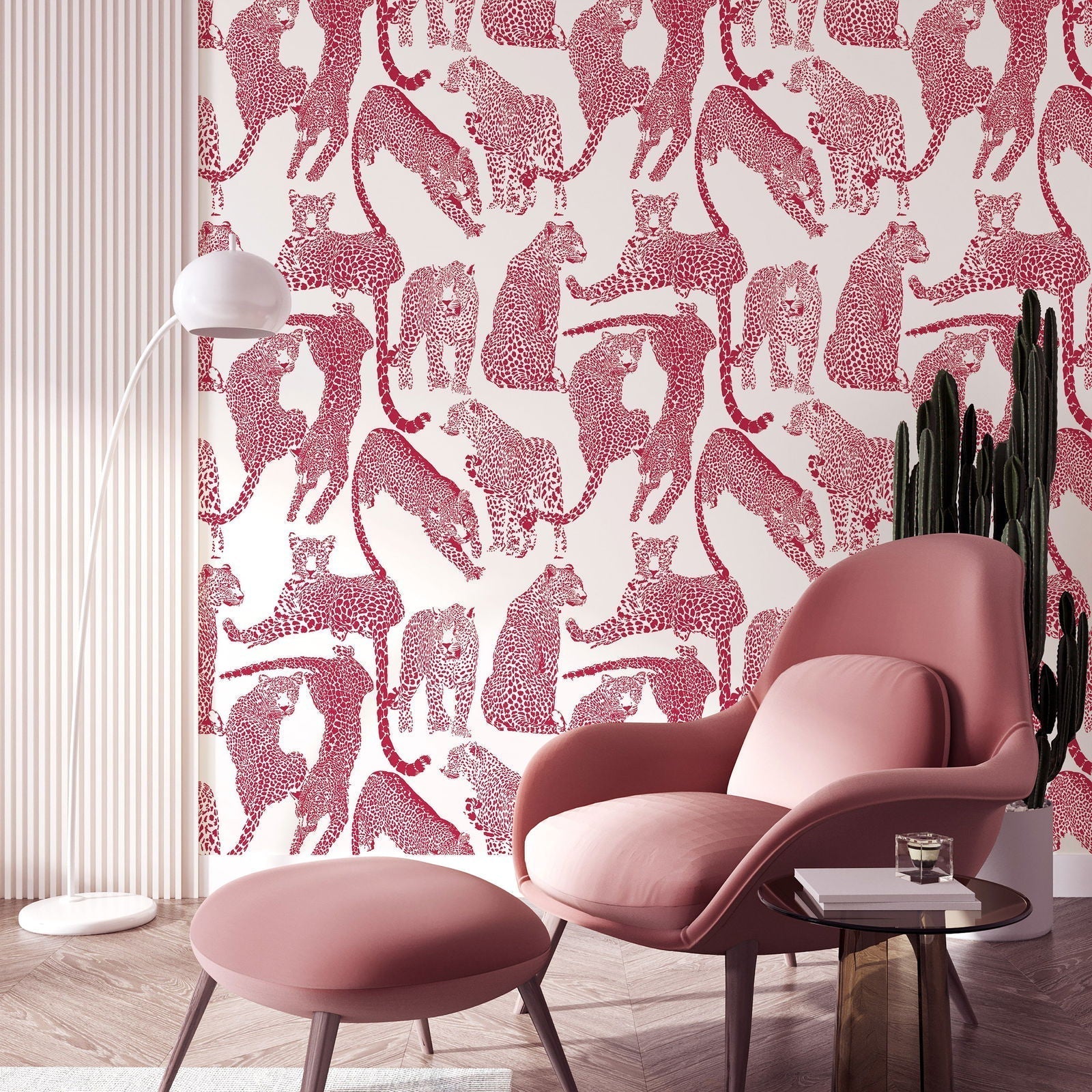 Magenta Leopards Peel and Stick Wallpaper, Removable Wallpaper, Traditional Wallpaper | DeccoPrint