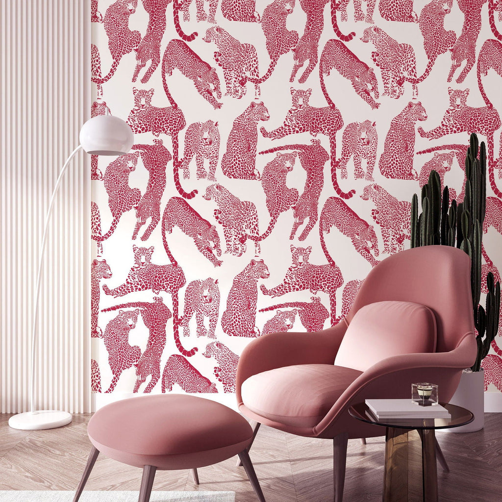 Magenta Leopards Wallpaper | DeccoPrint