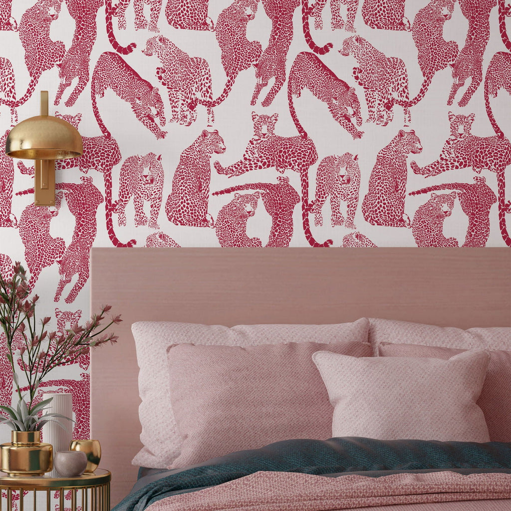 Magenta Leopards Wallpaper | DeccoPrint