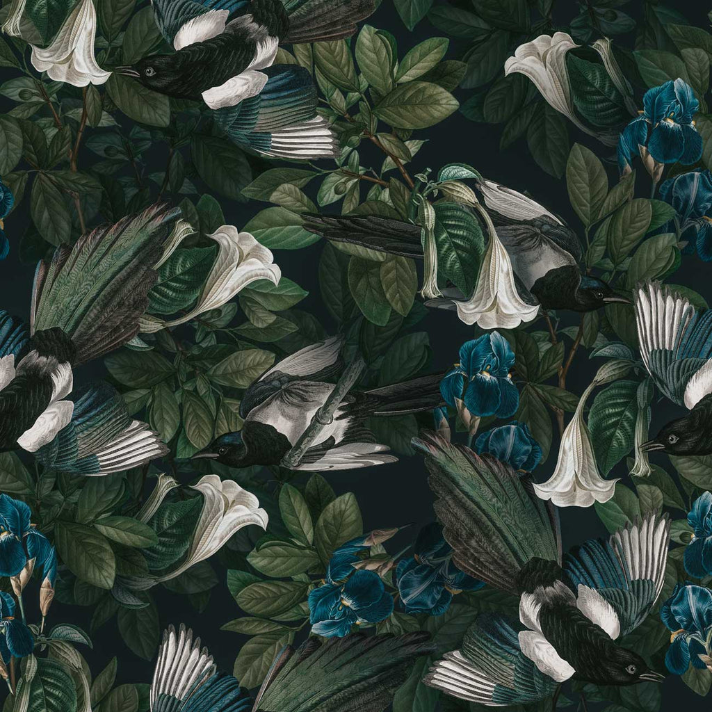 Magpie Floral Wallpaper - DeccoPrint