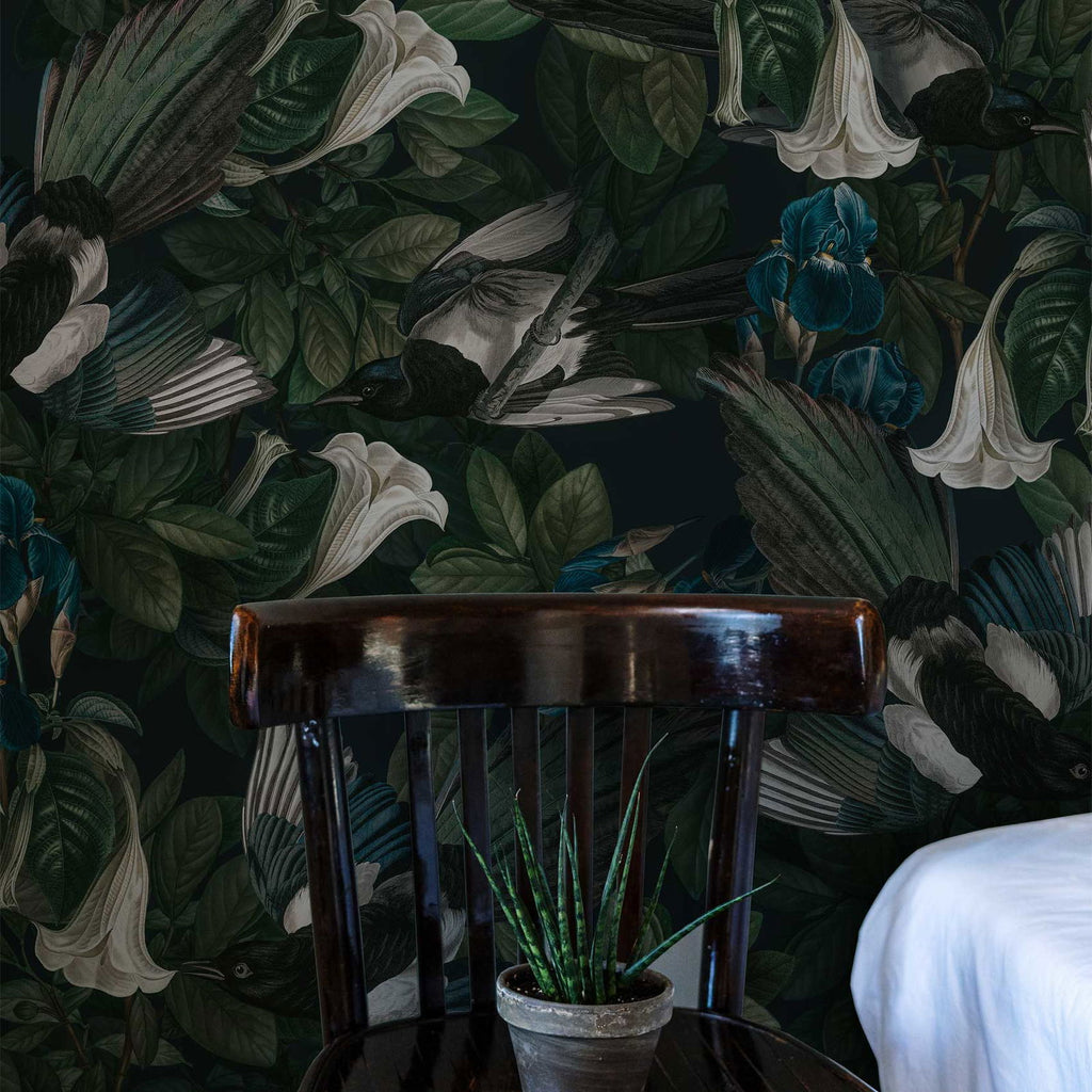 Magpie Floral Wallpaper - DeccoPrint