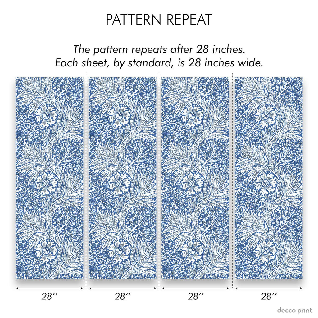 Marigold X William Morris Wallpaper - Blue - DeccoPrint