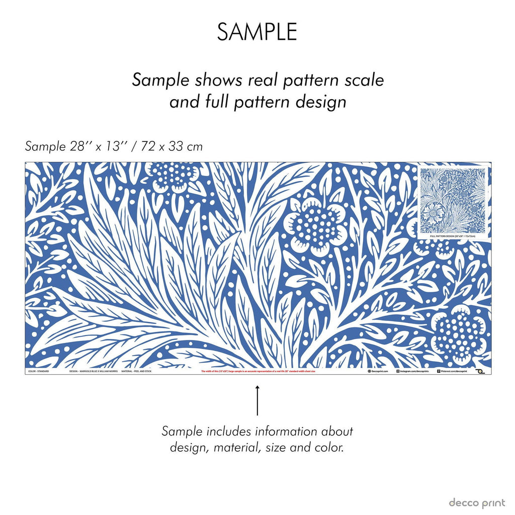 Marigold X William Morris Wallpaper - Blue - DeccoPrint
