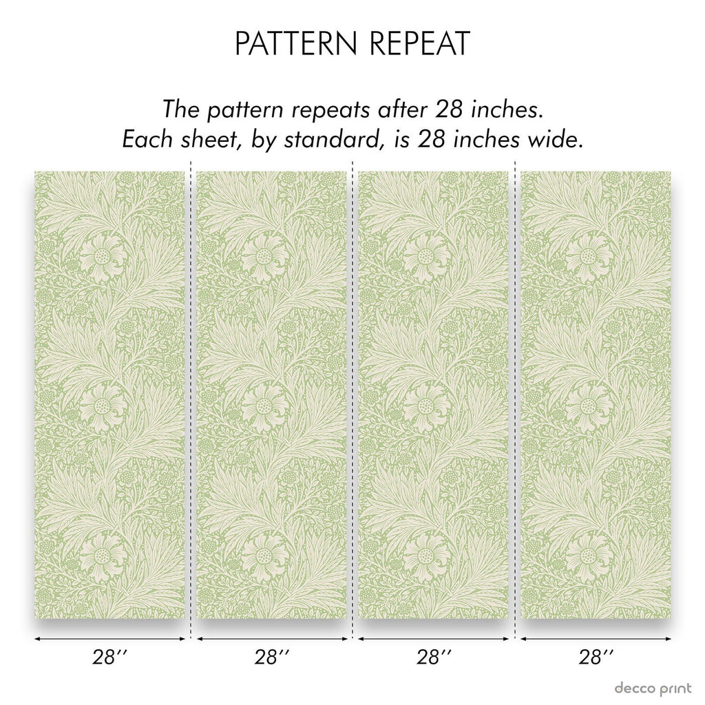 Marigold X William Morris Wallpaper - Green | DeccoPrint