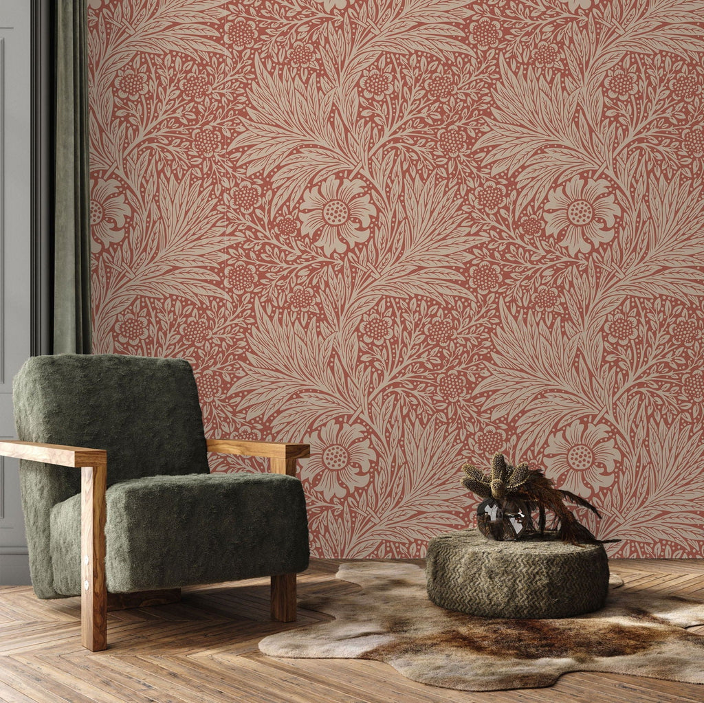 Marigold X William Morris Wallpaper - Red - DeccoPrint
