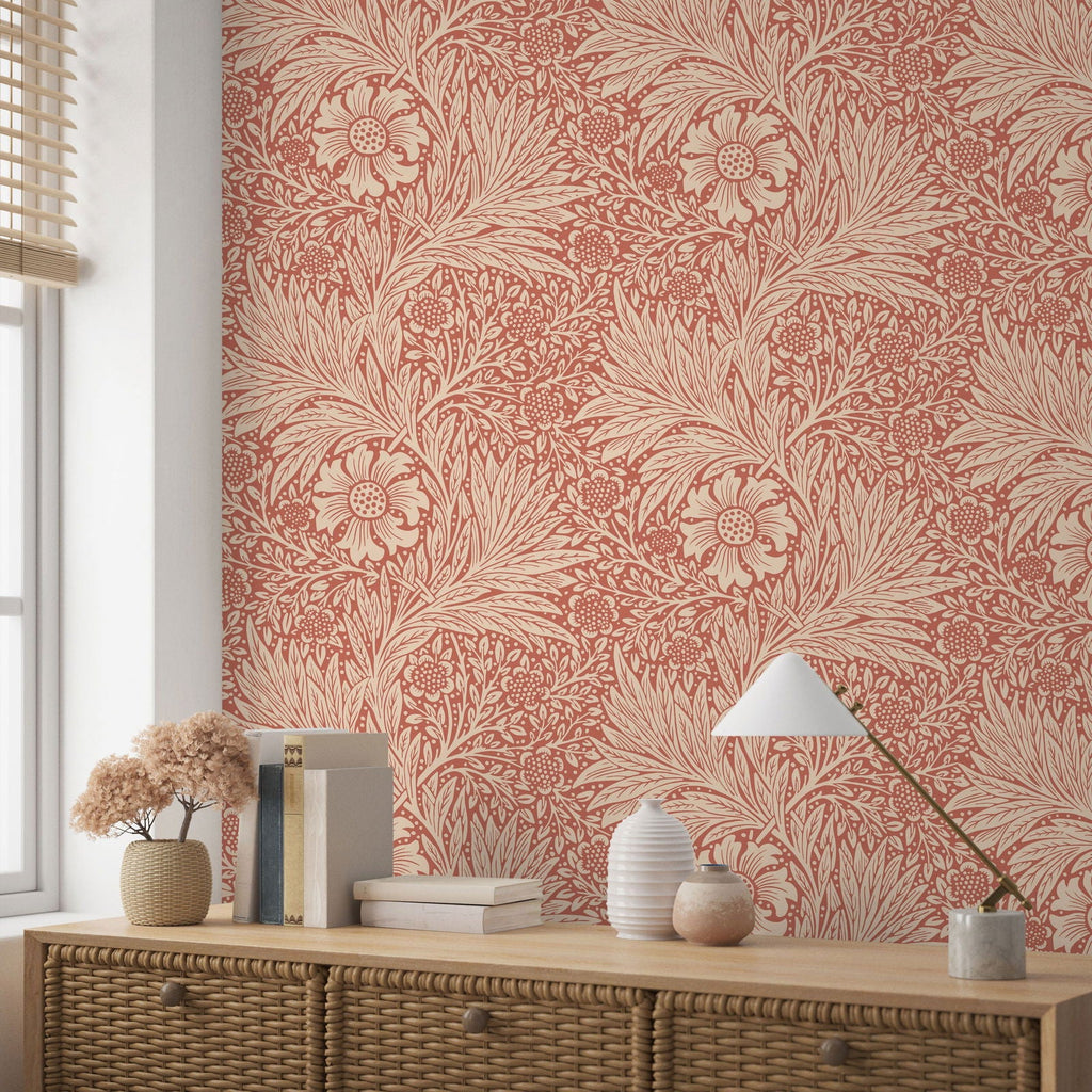 Marigold X William Morris Wallpaper - Red - DeccoPrint