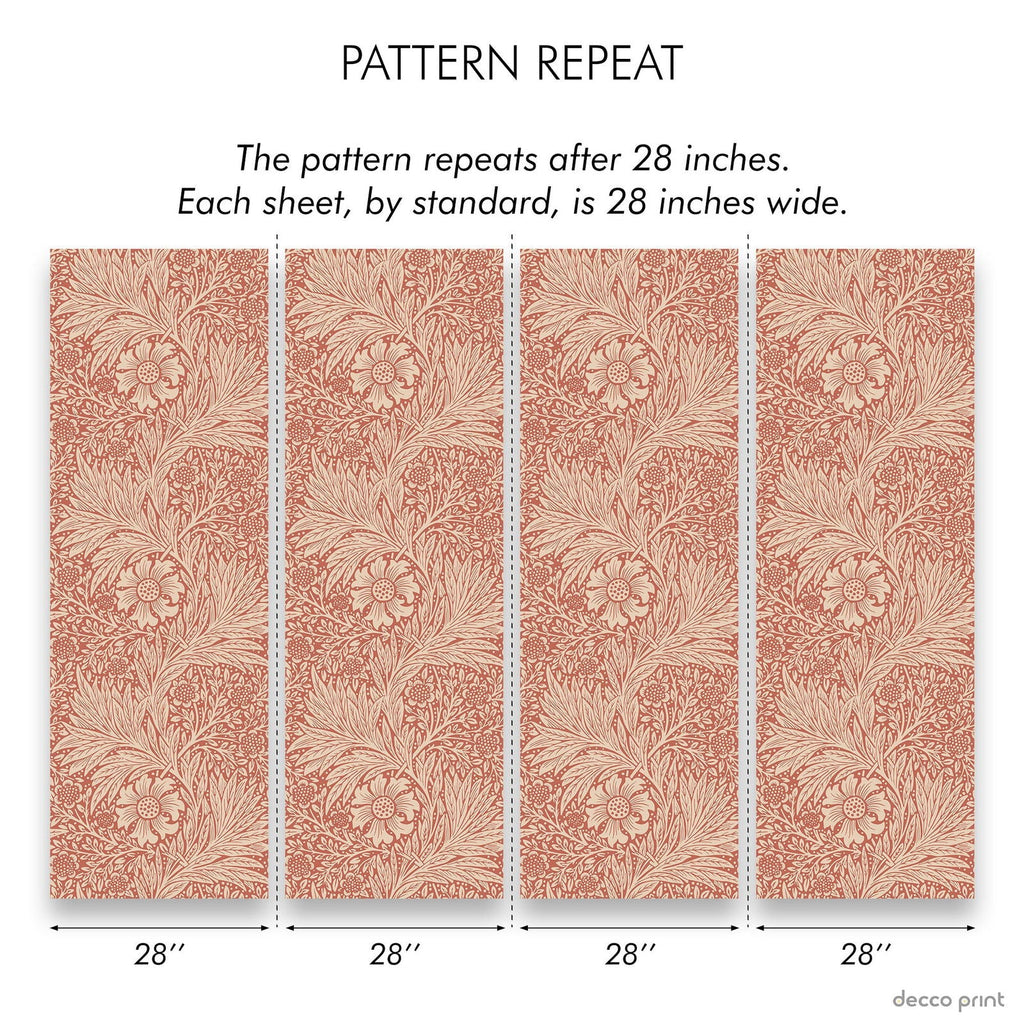 Marigold X William Morris Wallpaper - Red | DeccoPrint