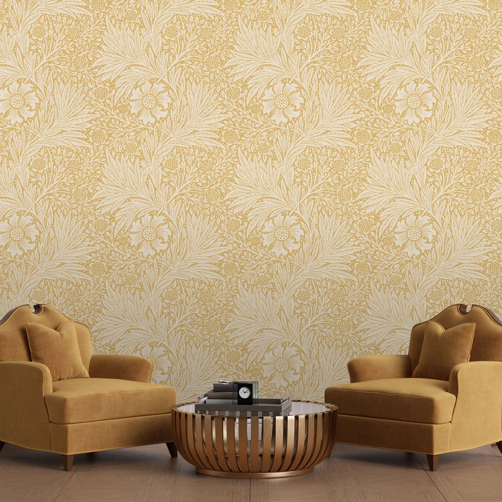 William Morris X Marigold Peel and Stick Wallpaper, Removable Wallpaper, Traditional Wallpaper - Yellow | DeccoPrint