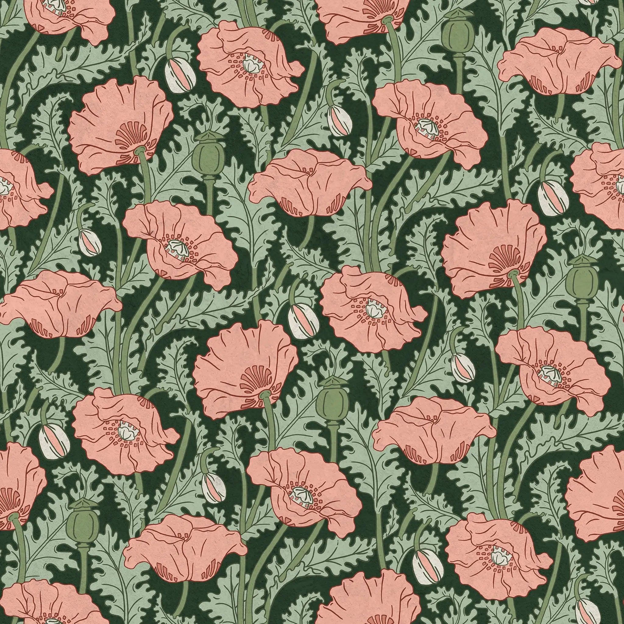 Maurice Pillard Verneuil x  Poppy Peel and Stick Wallpaper, Removable Wallpaper, Traditional Wallpaper - Dusty Pink | DeccoPrint