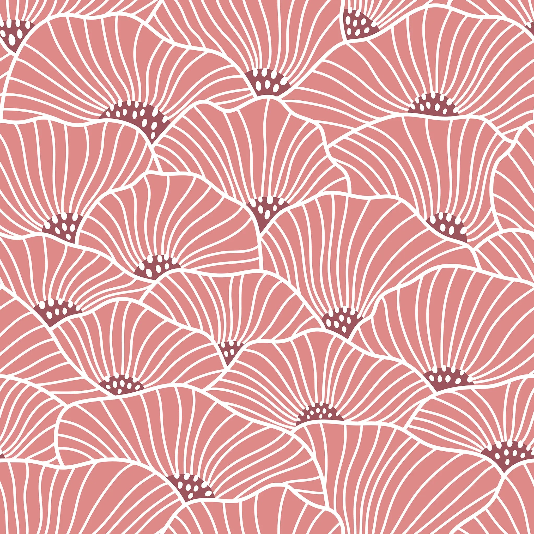Pattern of pink and white abstract shapes on a pink background