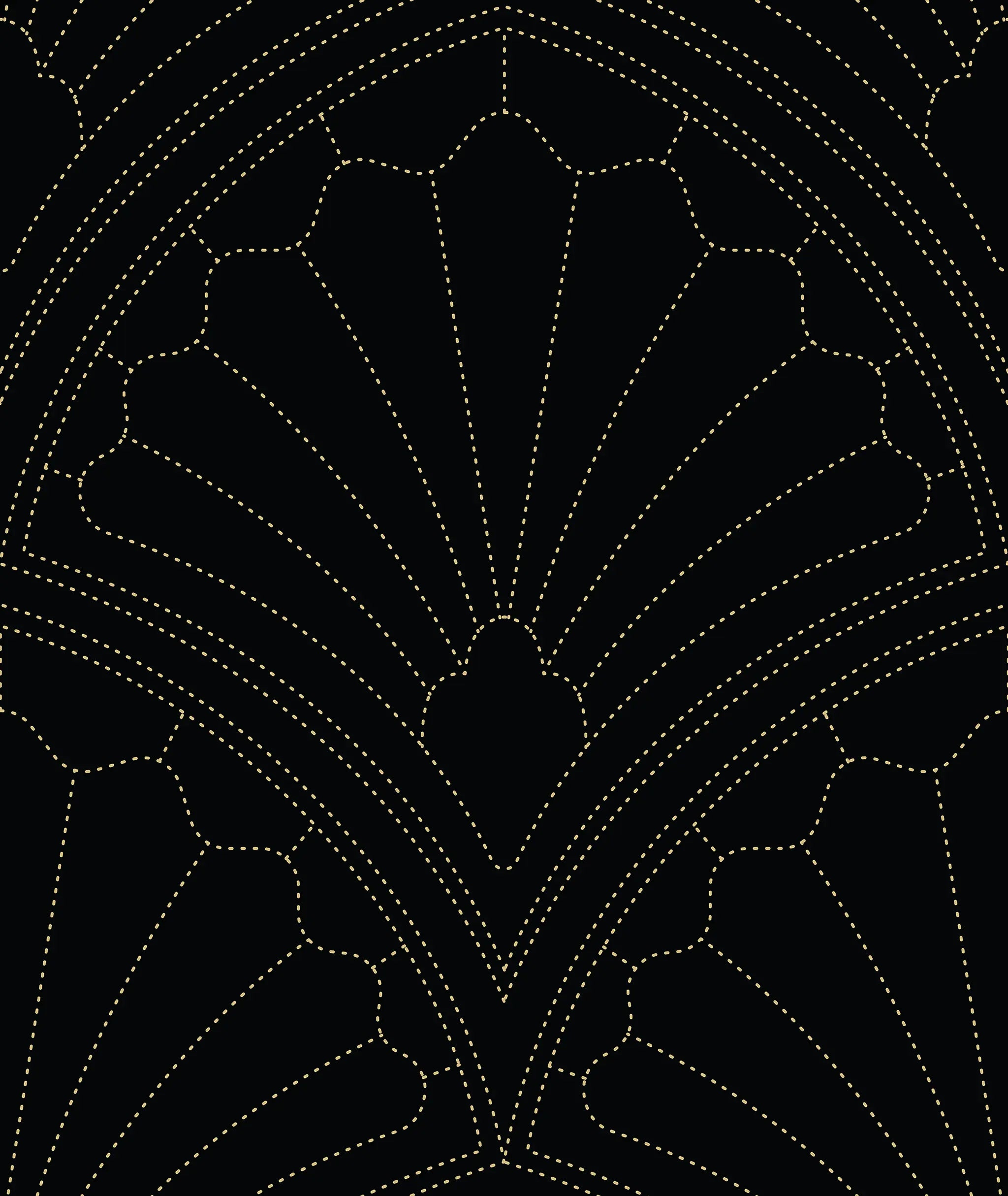 Black and white geometric pattern on a black background